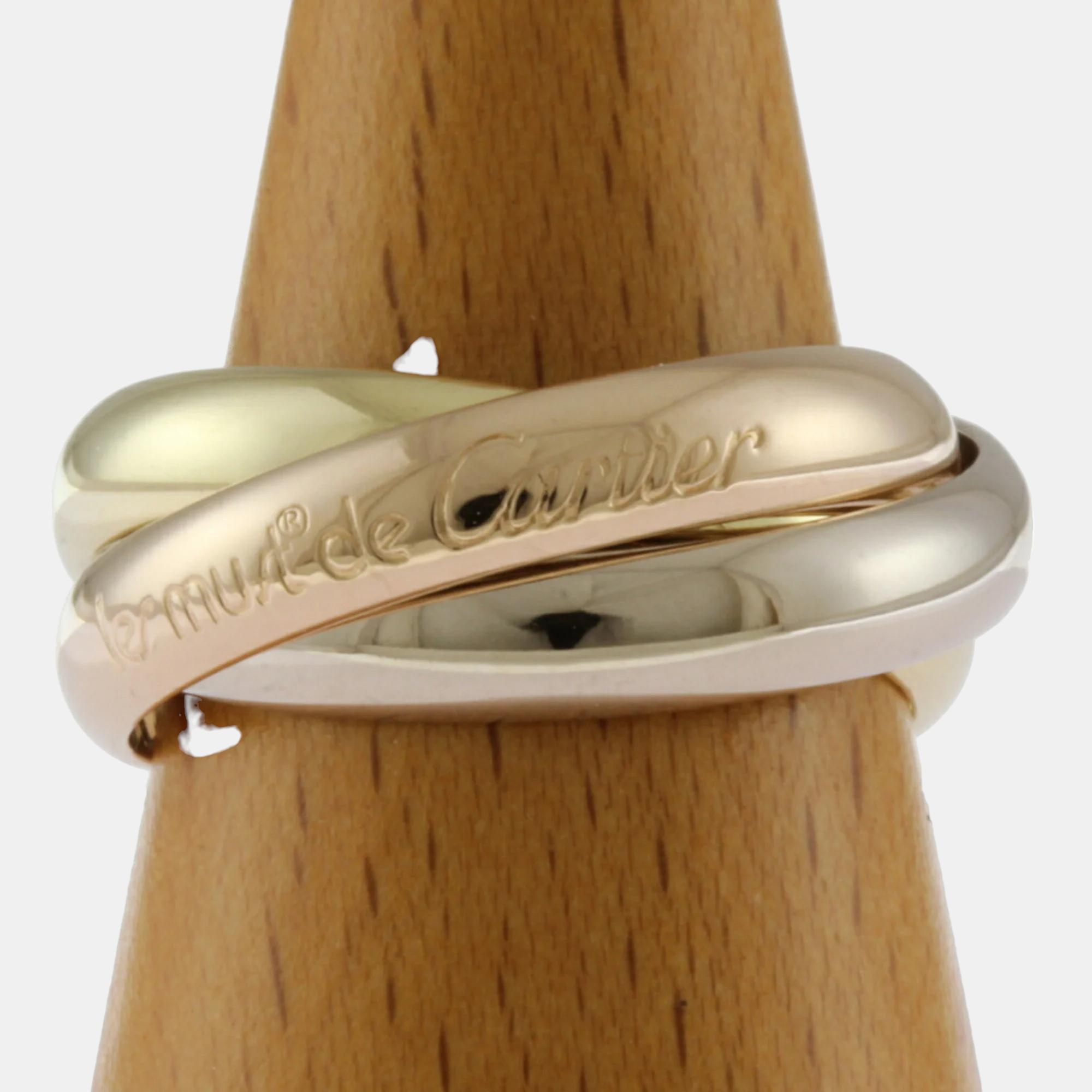 

Cartier 18K Rose Gold, White Gold ,Yellow Gold Trinity Band Ring EU 50