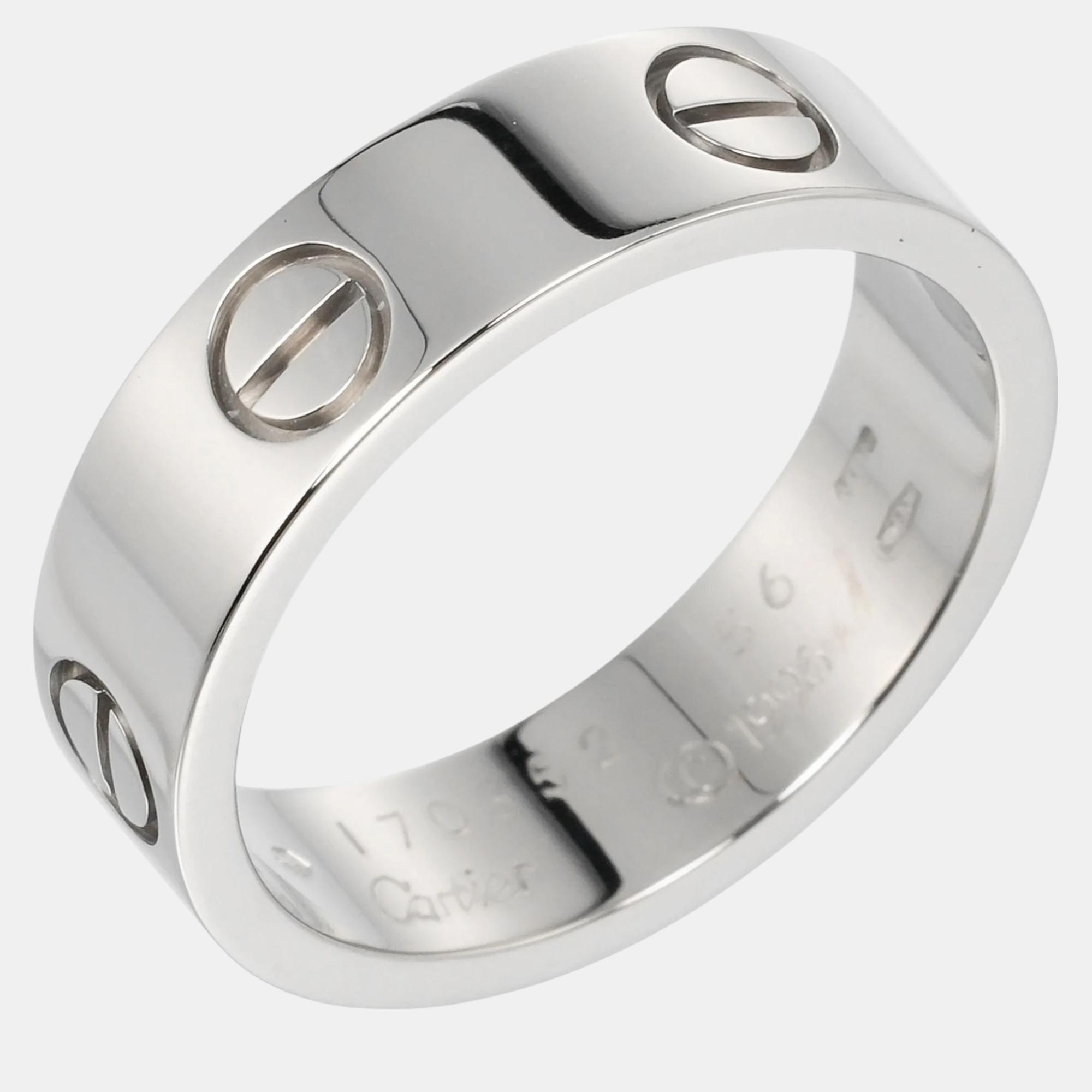 

Cartier 18K White Gold Love Band Ring EU 55