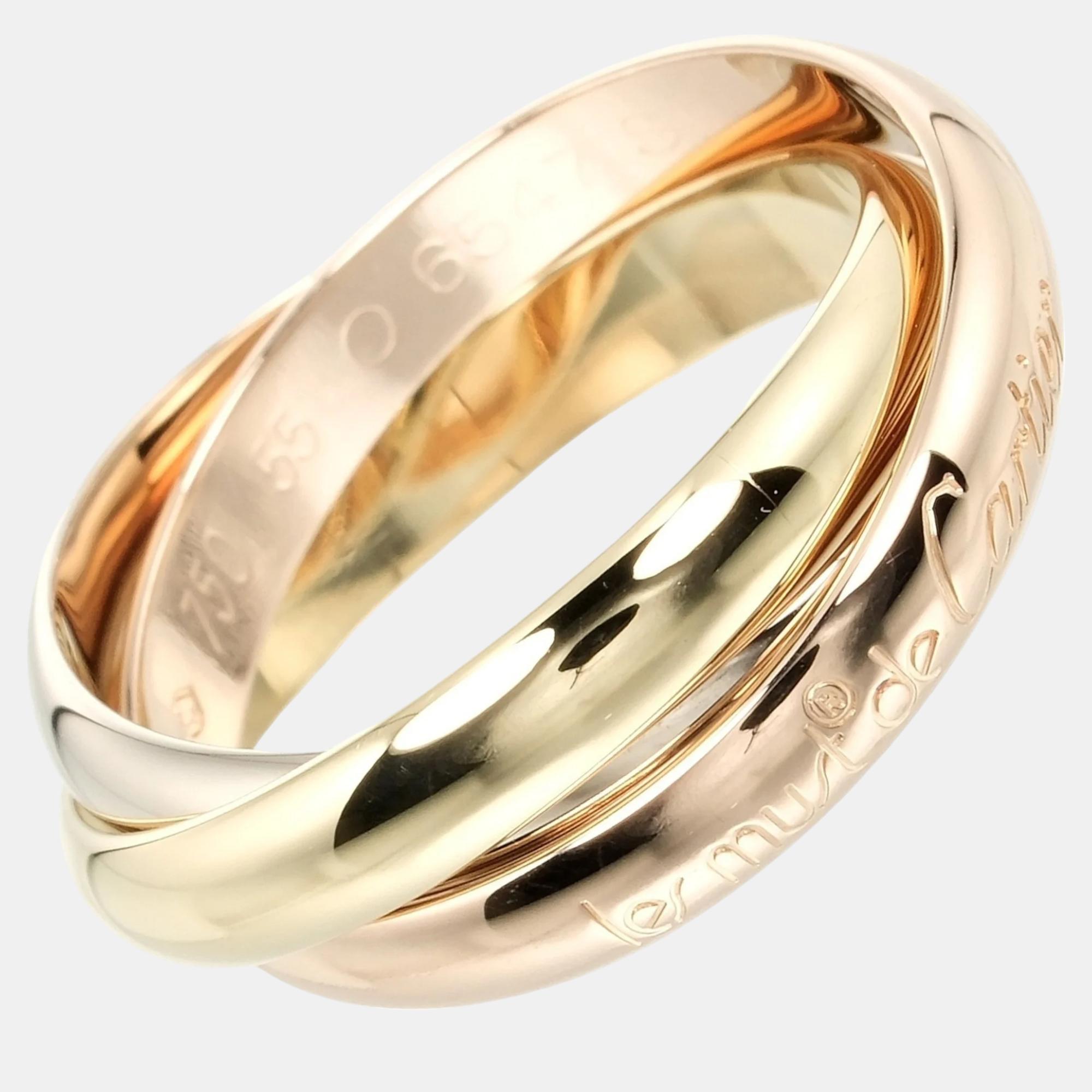 

Cartier 18K Rose Gold, White Gold ,Yellow Gold Trinity Band Ring EU 55