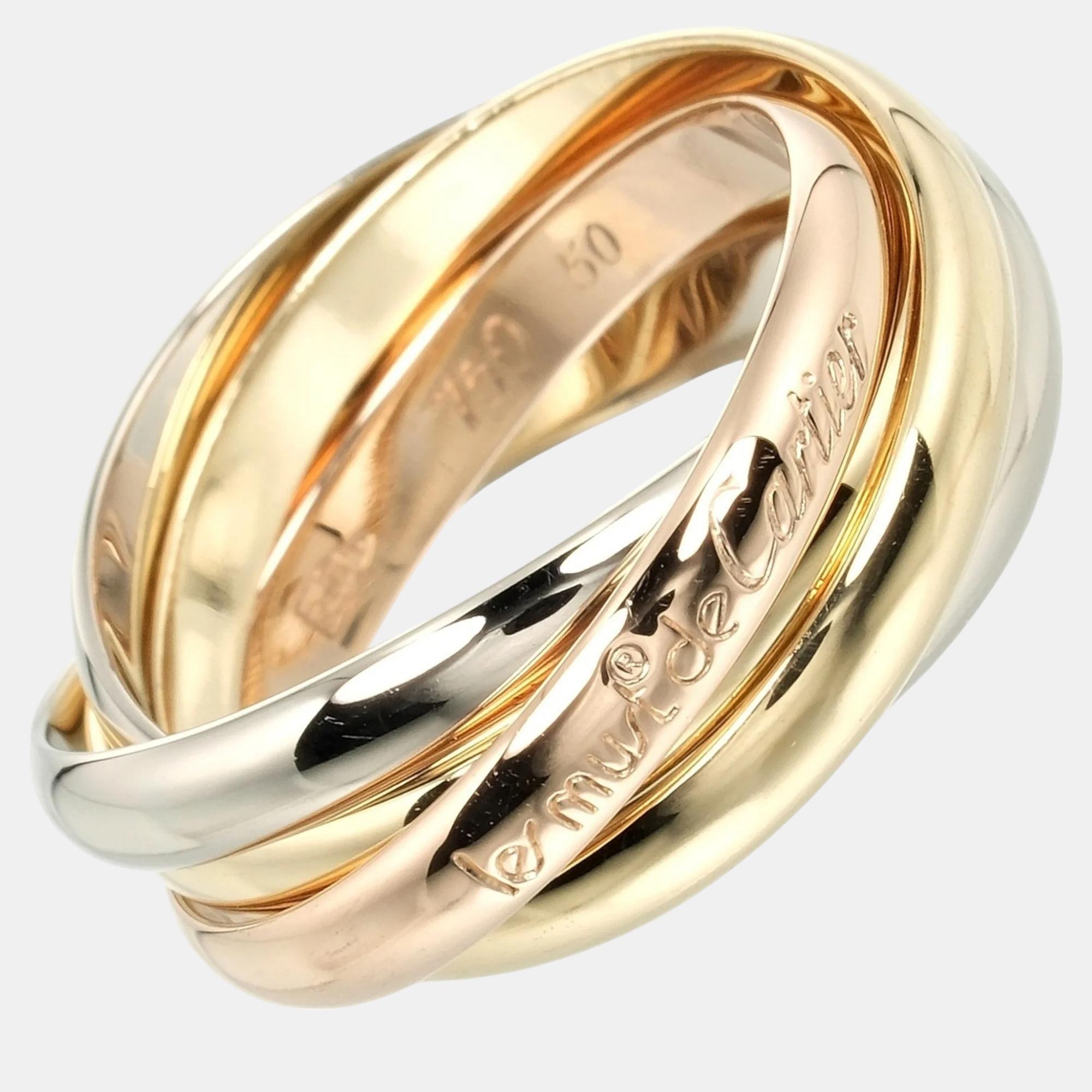 

Cartier 18K Rose Gold, White Gold ,Yellow Gold Trinity Band Ring EU 50