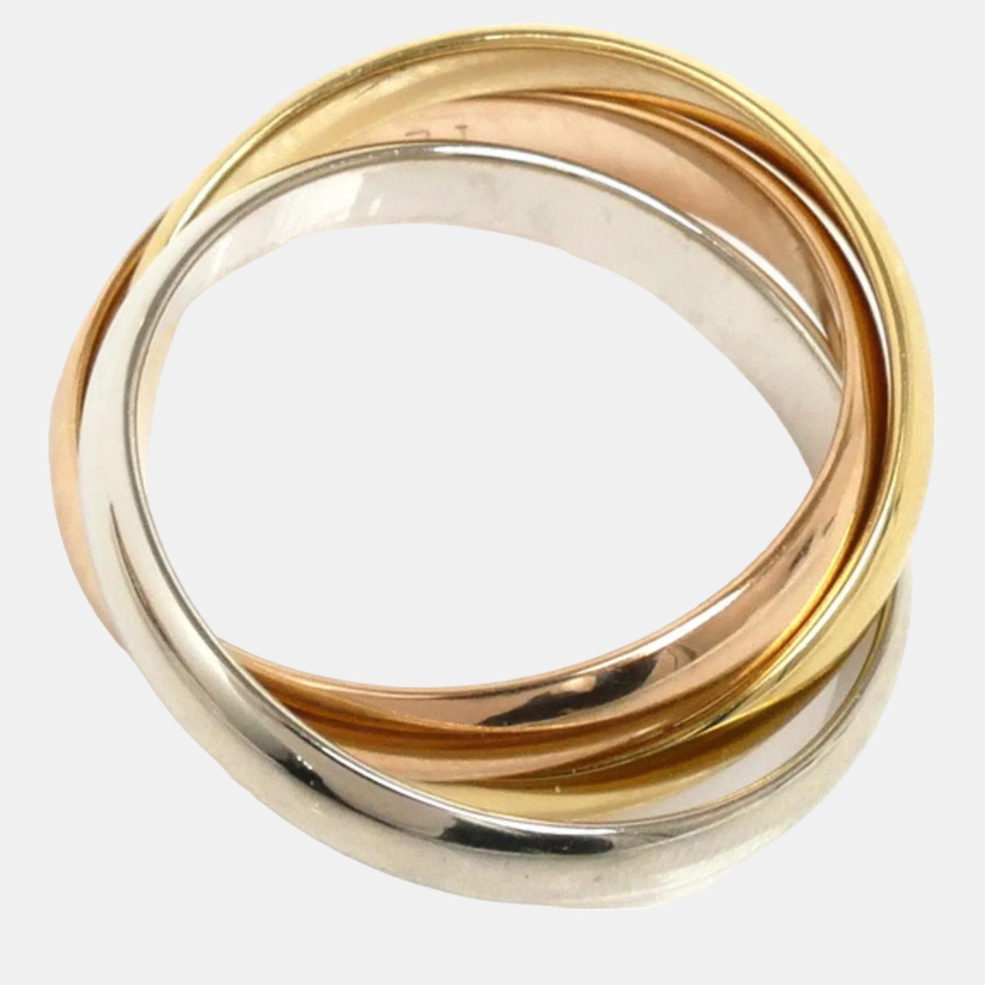 

Cartier 18K Rose Gold, White Gold, Yellow Gold Trinity Band Ring EU 55