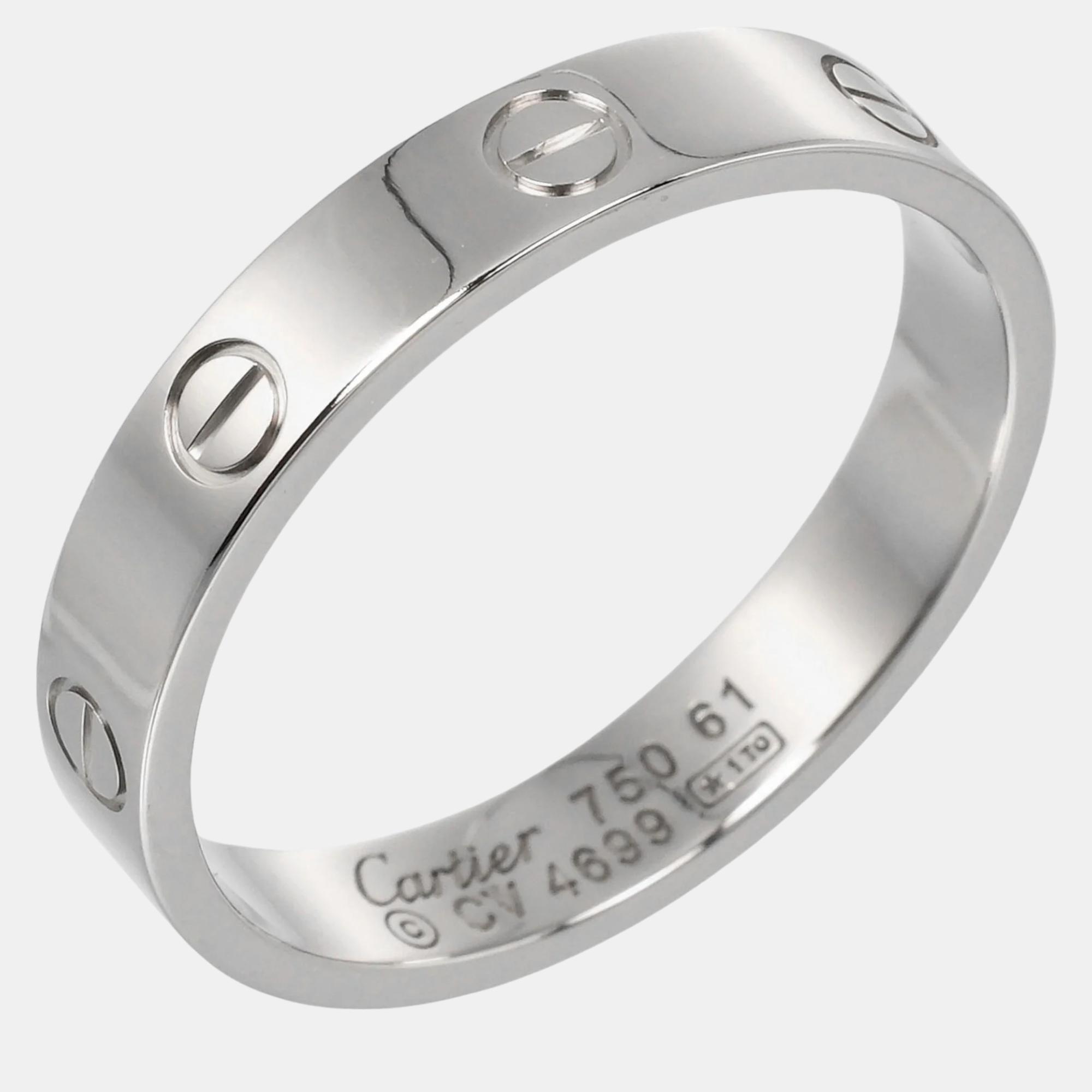 

Cartier 18K White Gold Love Band Ring EU 61