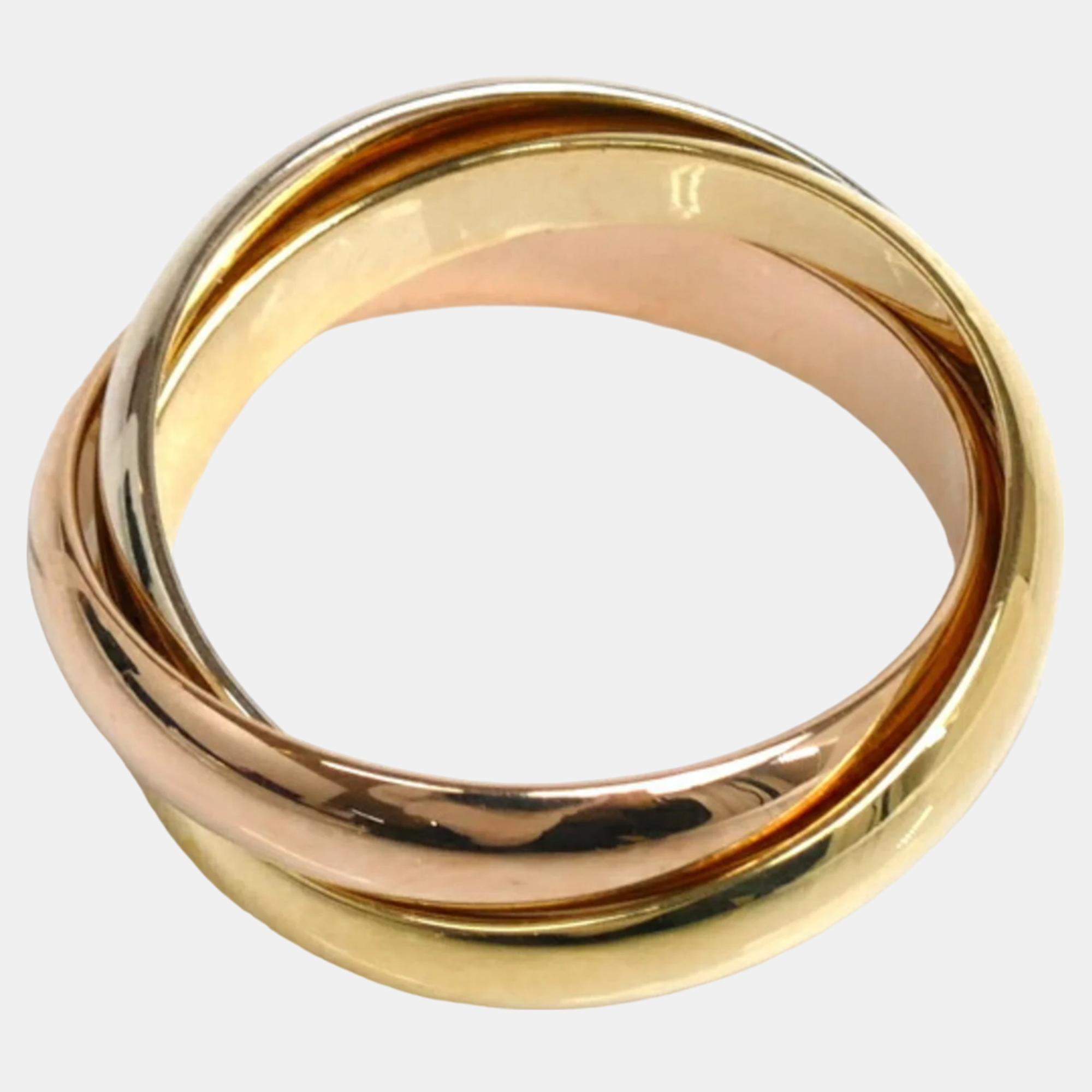

Cartier 18K Rose Gold, White Gold, Yellow Gold Trinity Band Ring EU 53
