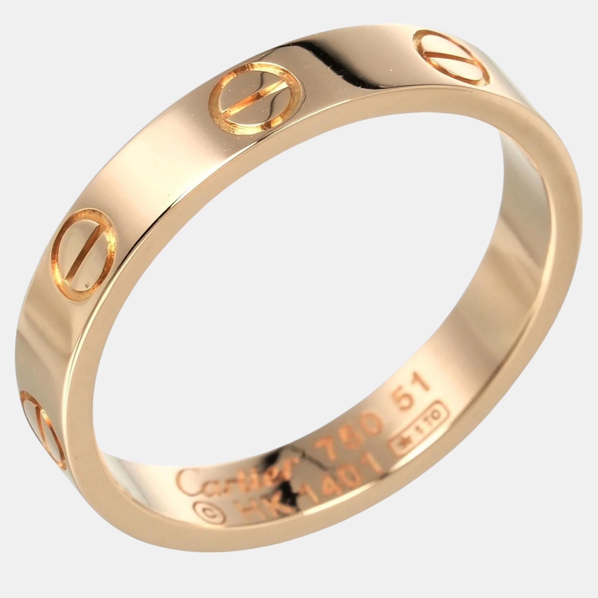 

Cartier 18K Rose Gold Love Band Ring EU 51