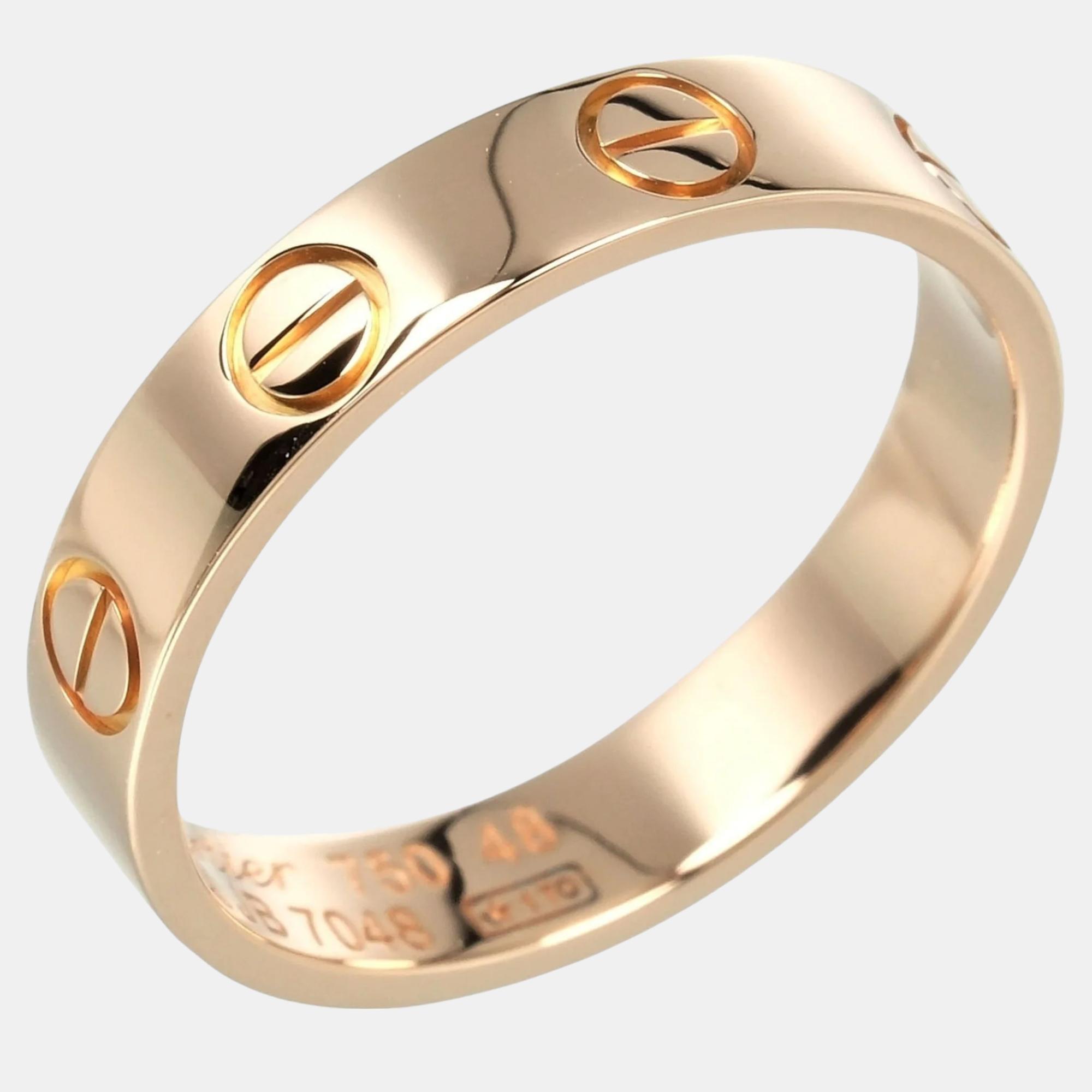 

Cartier 18K Rose Gold Love Band Ring EU 48