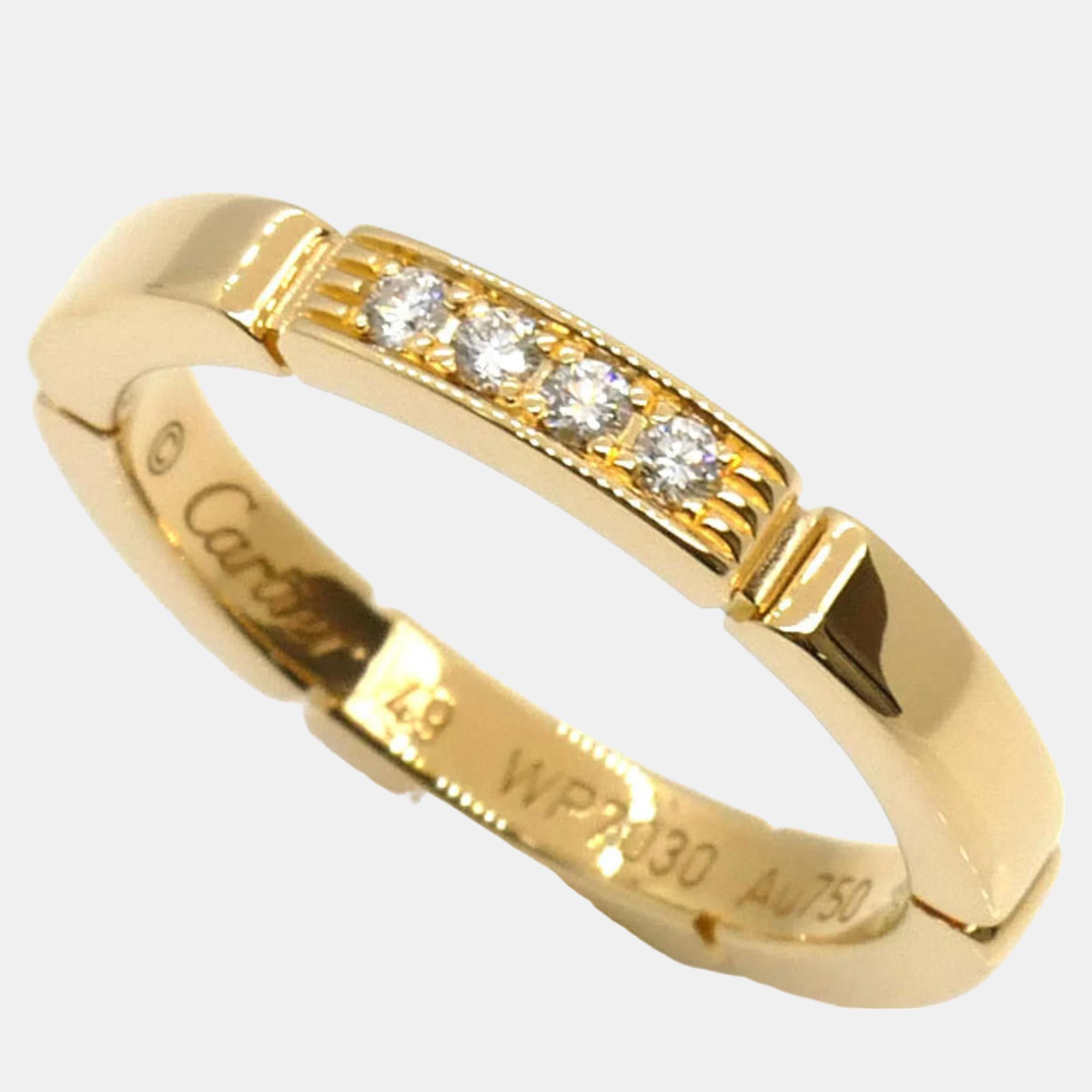 

Cartier 18K Yellow Gold and Diamond Maillon Panthere Band Ring EU 49