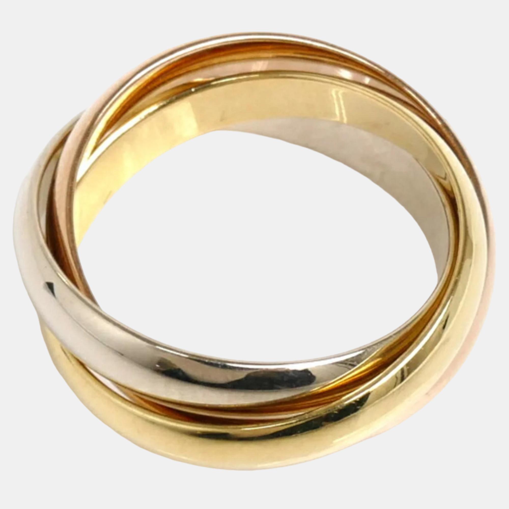 

Cartier 18K Rose Gold, White Gold, Yellow Gold Trinity Band Ring EU 52