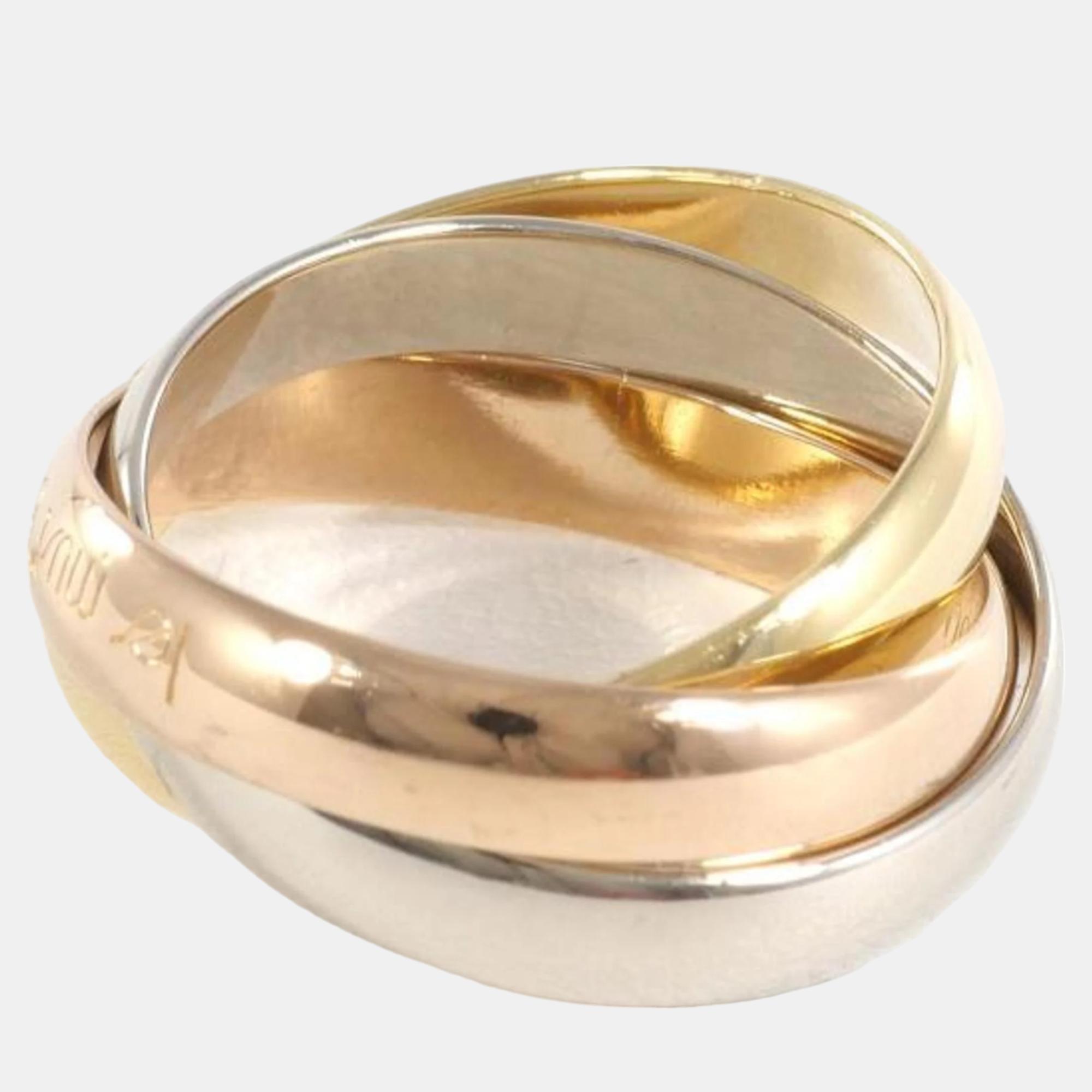 

Cartier 18K Rose Gold, White Gold, Yellow Gold Trinity Band Ring EU 48
