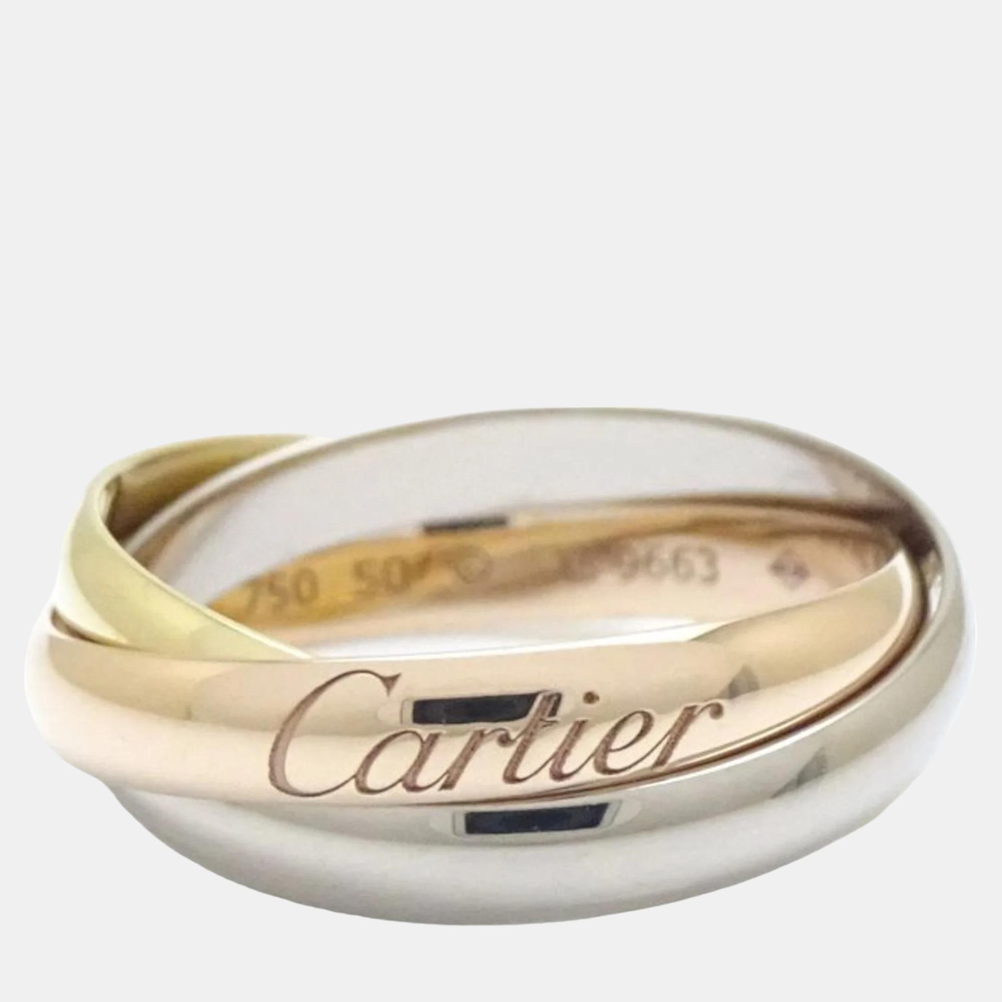 

Cartier 18K Yellow, Rose, White Gold Trinity Band Ring EU 50
