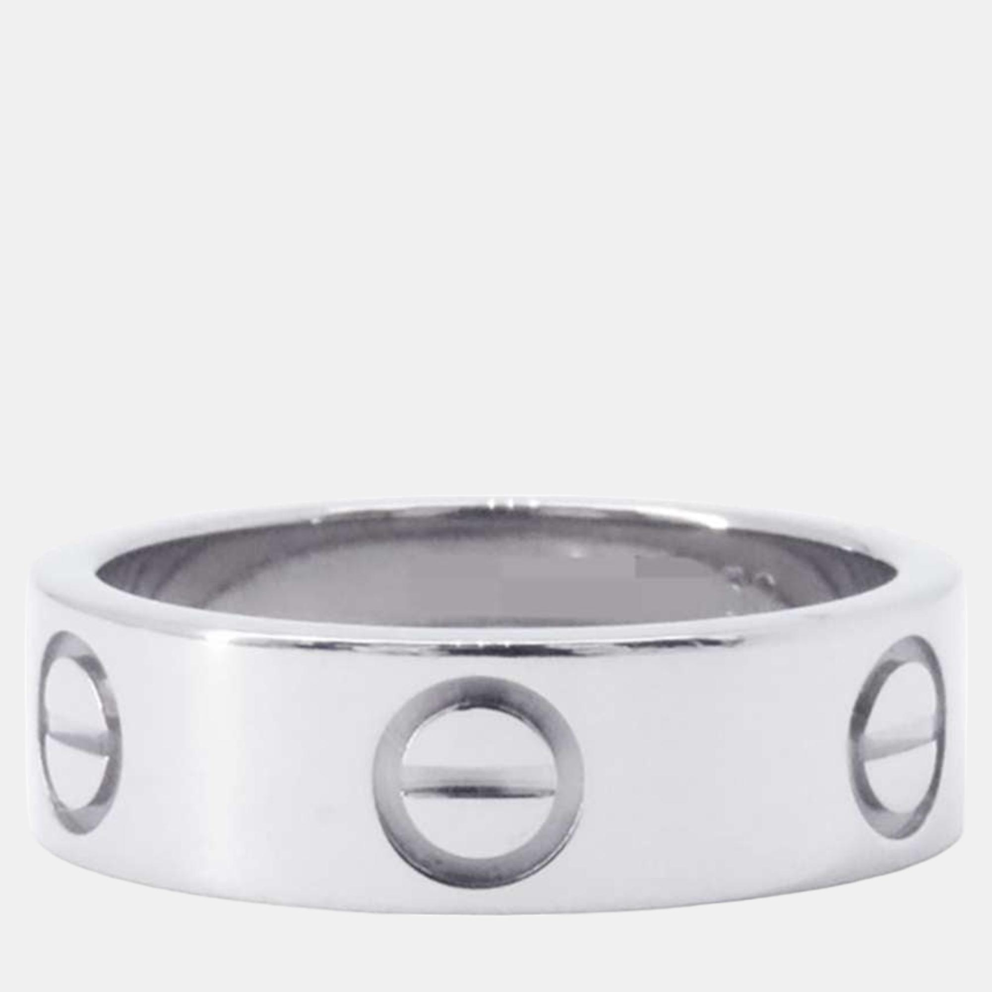 

Cartier 18K White Gold Love Band Ring EU 50