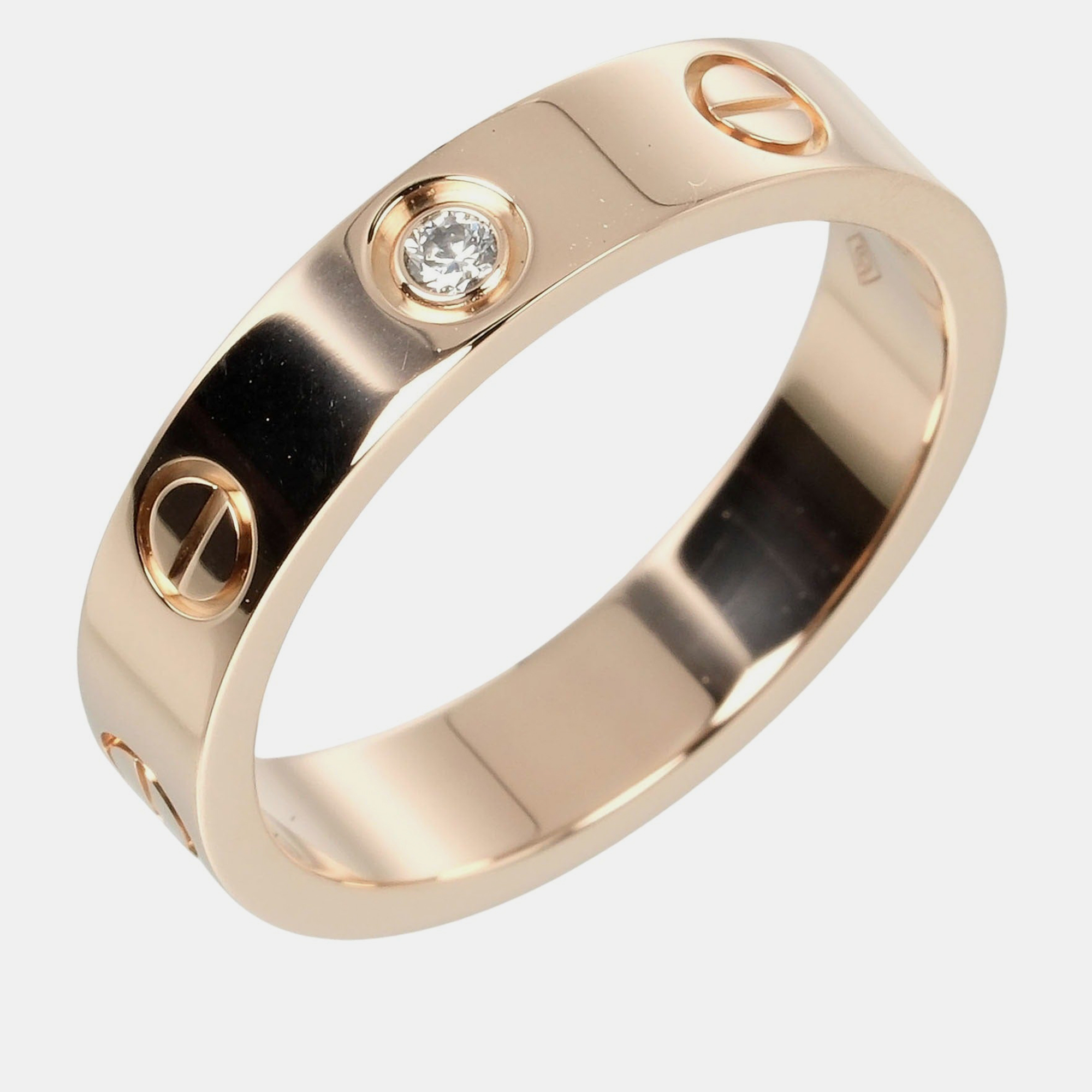 

Cartier 18K Rose Gold and Diamond Love Band Ring EU 50