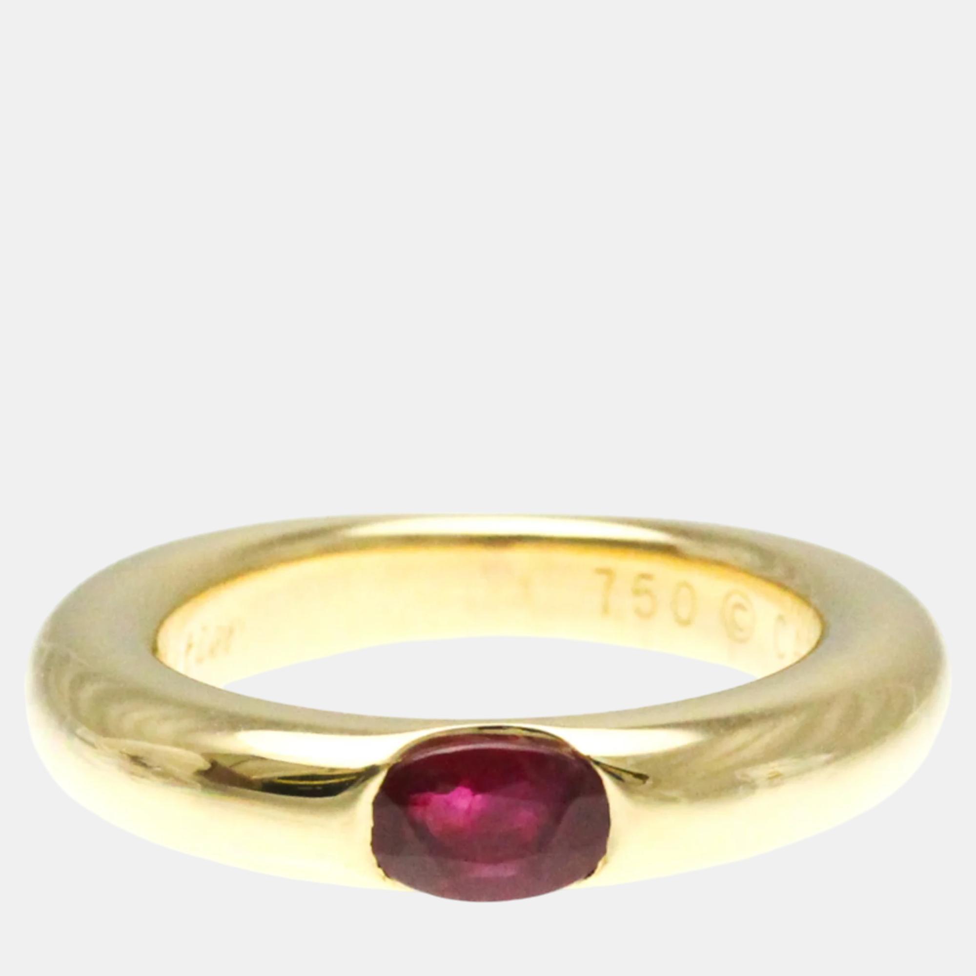 

Cartier 18K Yellow Gold and Ruby Ellipse Band Ring EU 50