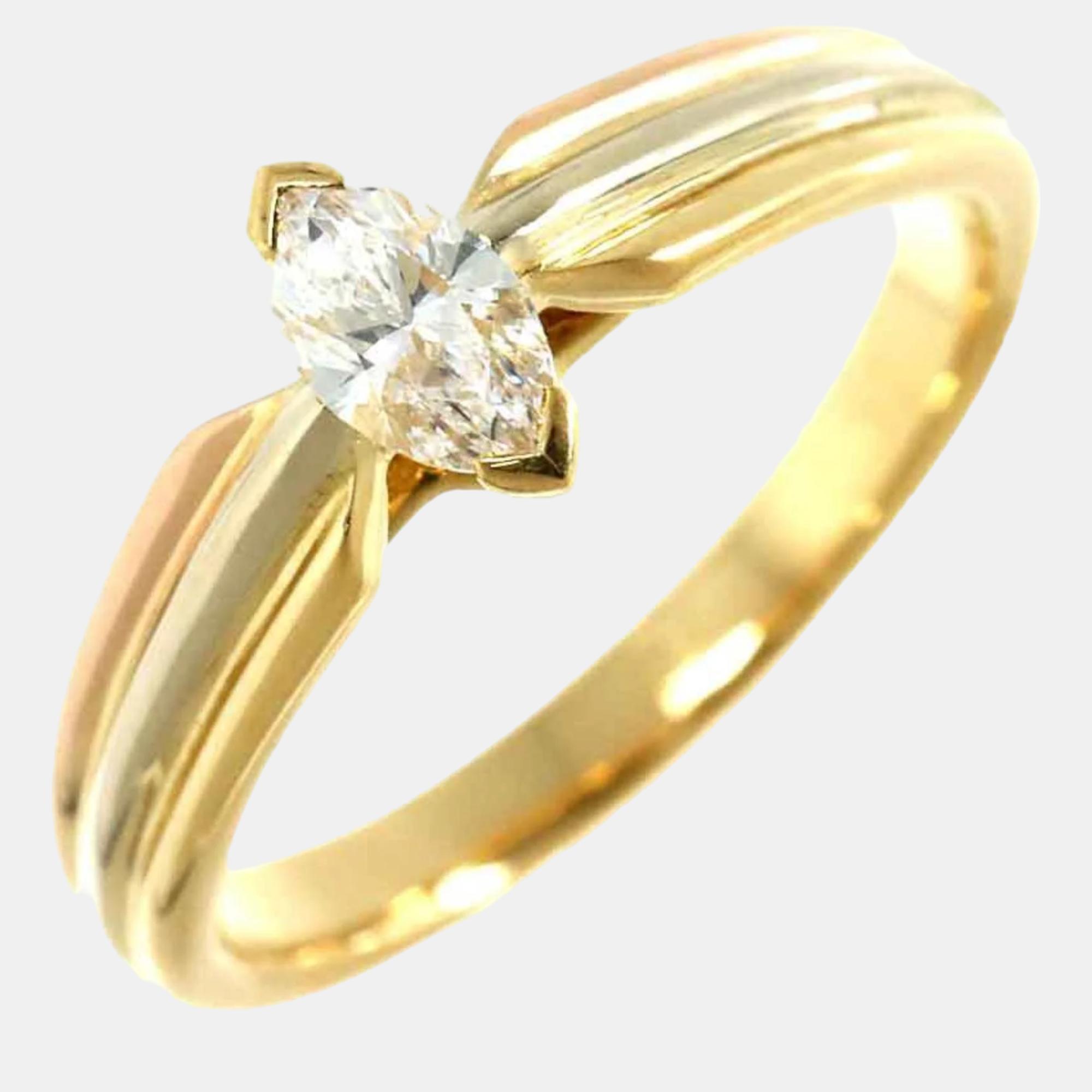

Cartier 18K Yellow, Rose, White Gold and Diamond Trinity Solitaire Ring EU 49