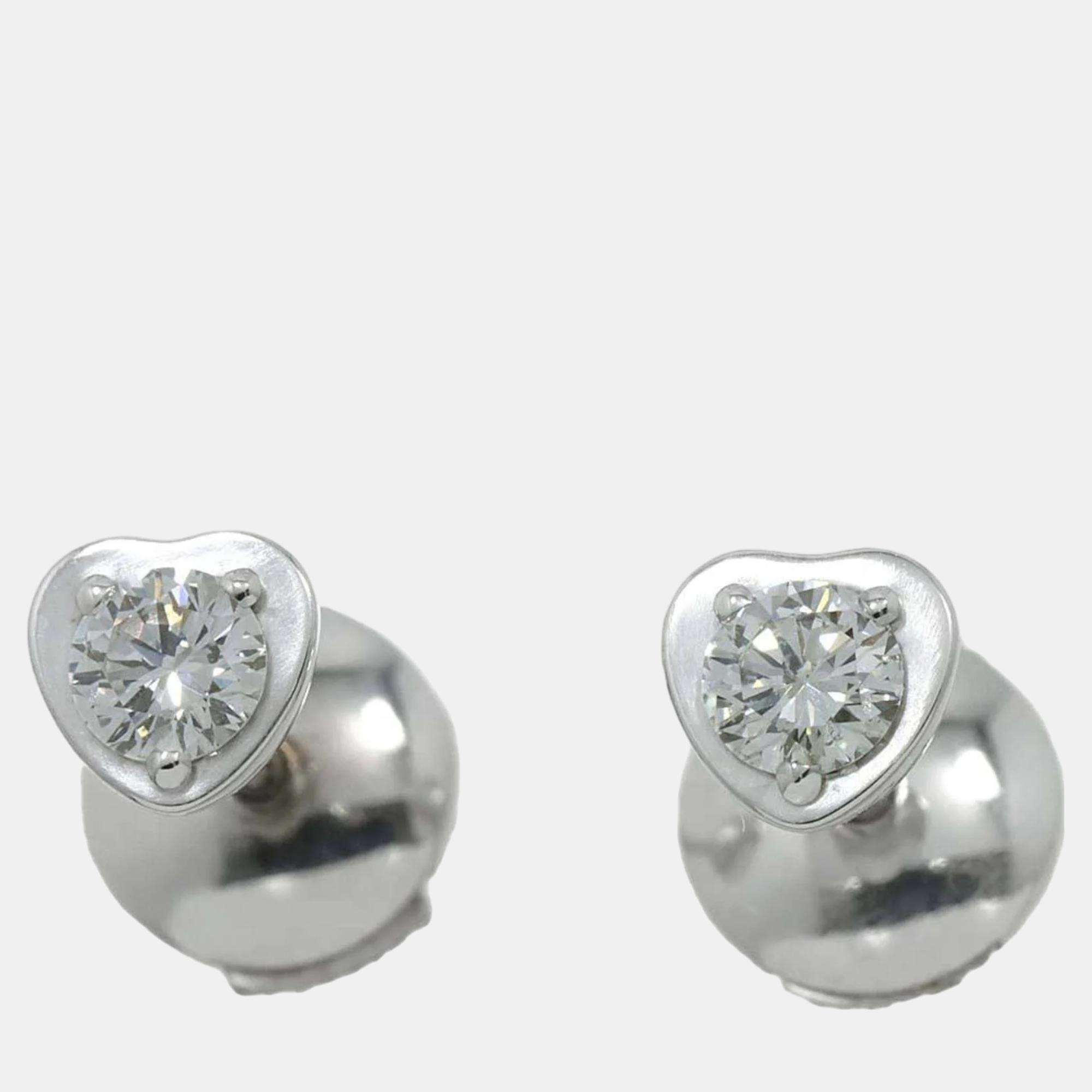 

Cartier 18K White Gold and Diamond d'Amour Heart Stud Earrings