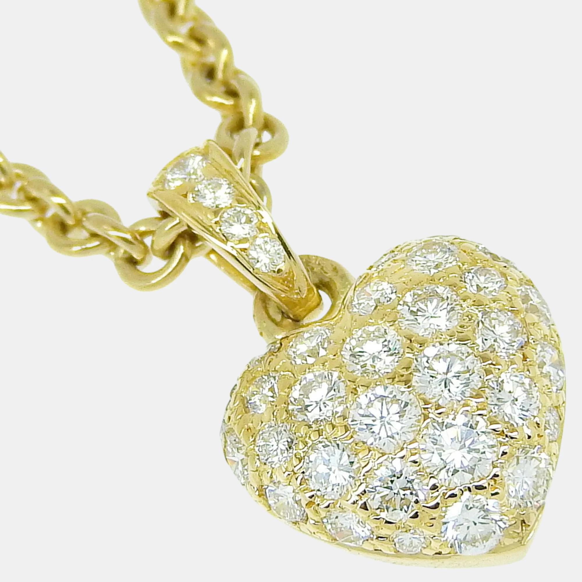 Cartier 18K Yellow Gold and Diamond C De Cartier Heart Pendant Necklace