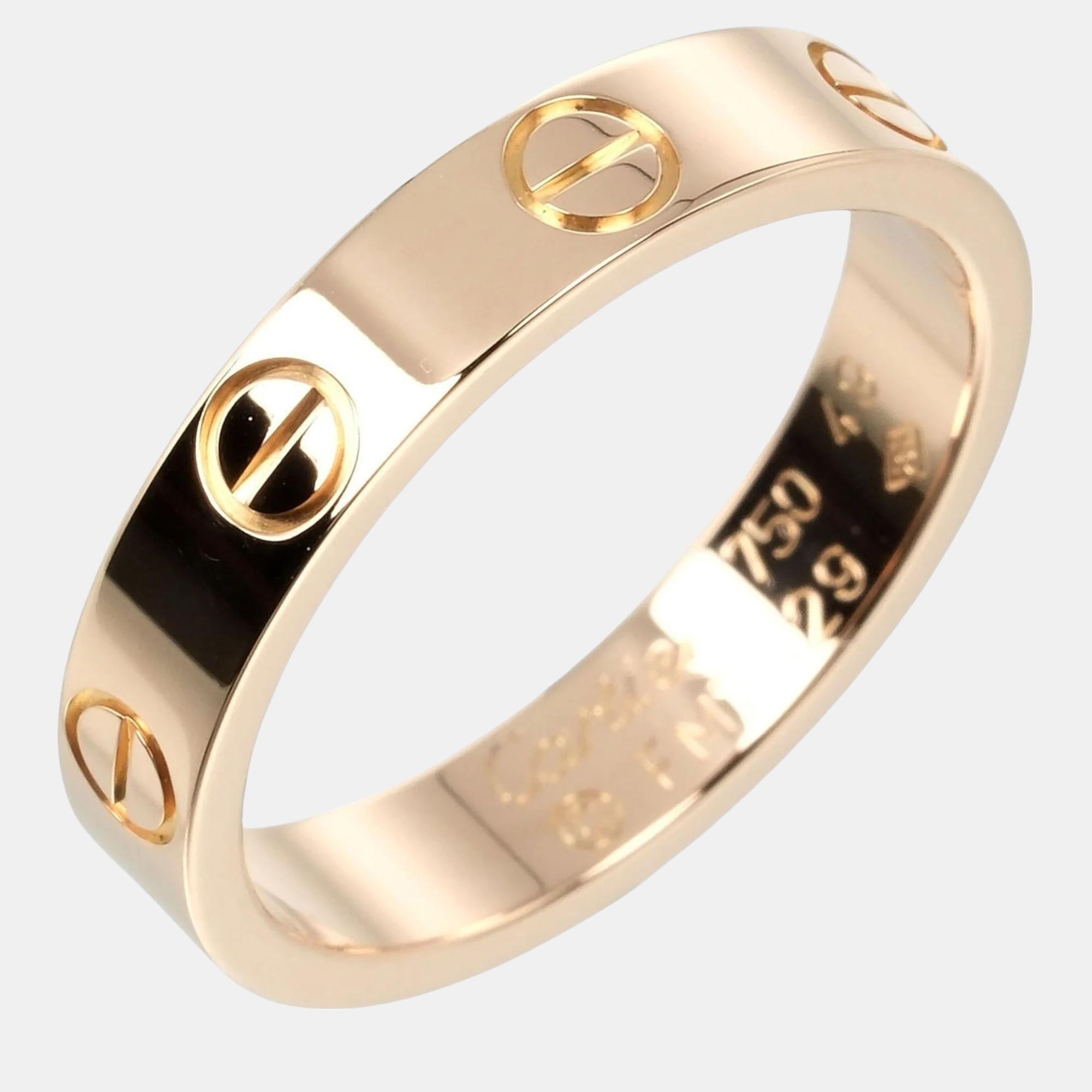 

Cartier 18K Rose Gold Love Band Ring EU 49