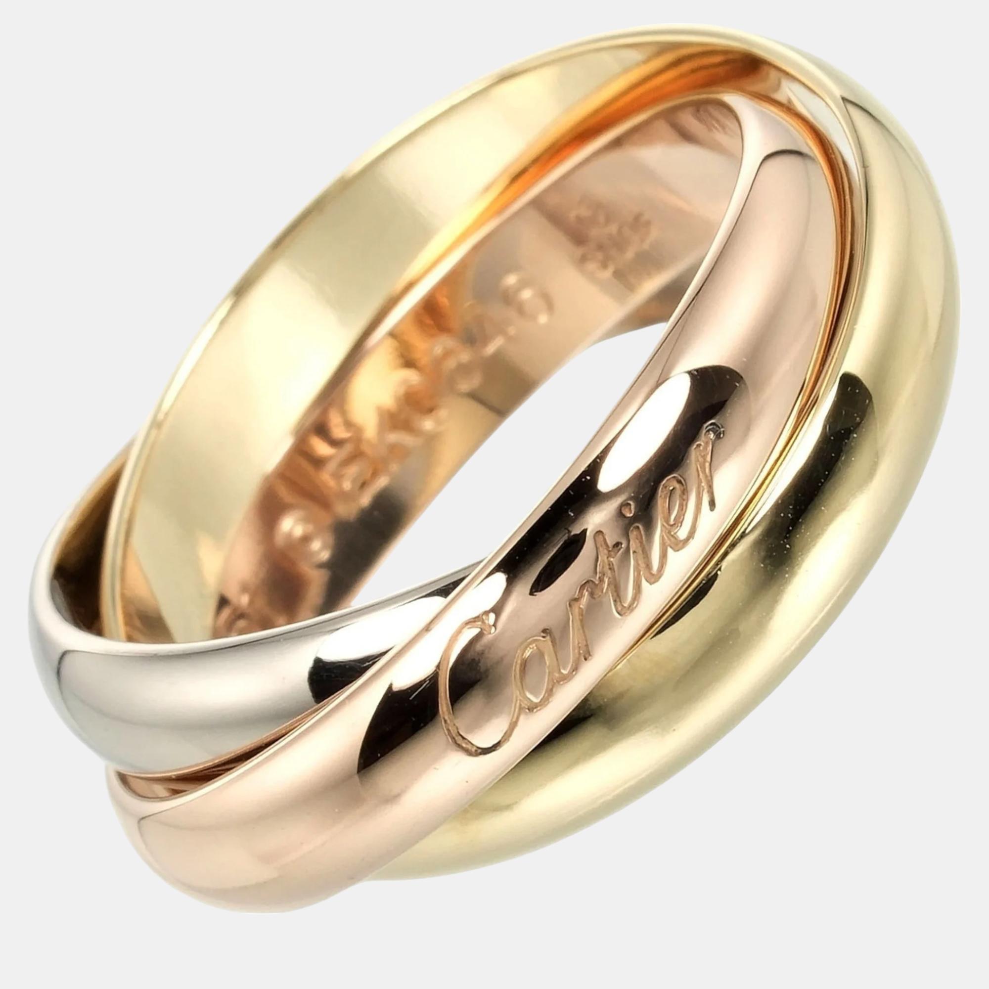 

Cartier 18K Yellow, Rose, White Gold Trinity Band Ring EU 51