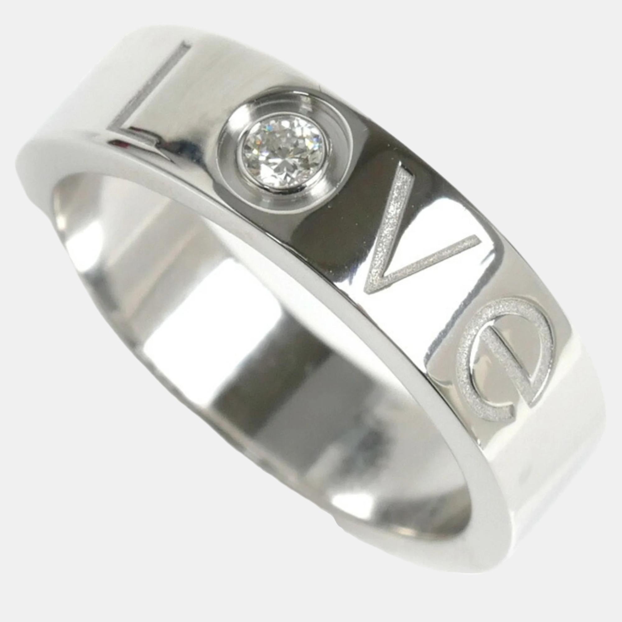 

Cartier 18K White Gold and Diamond Love Band Ring EU 55