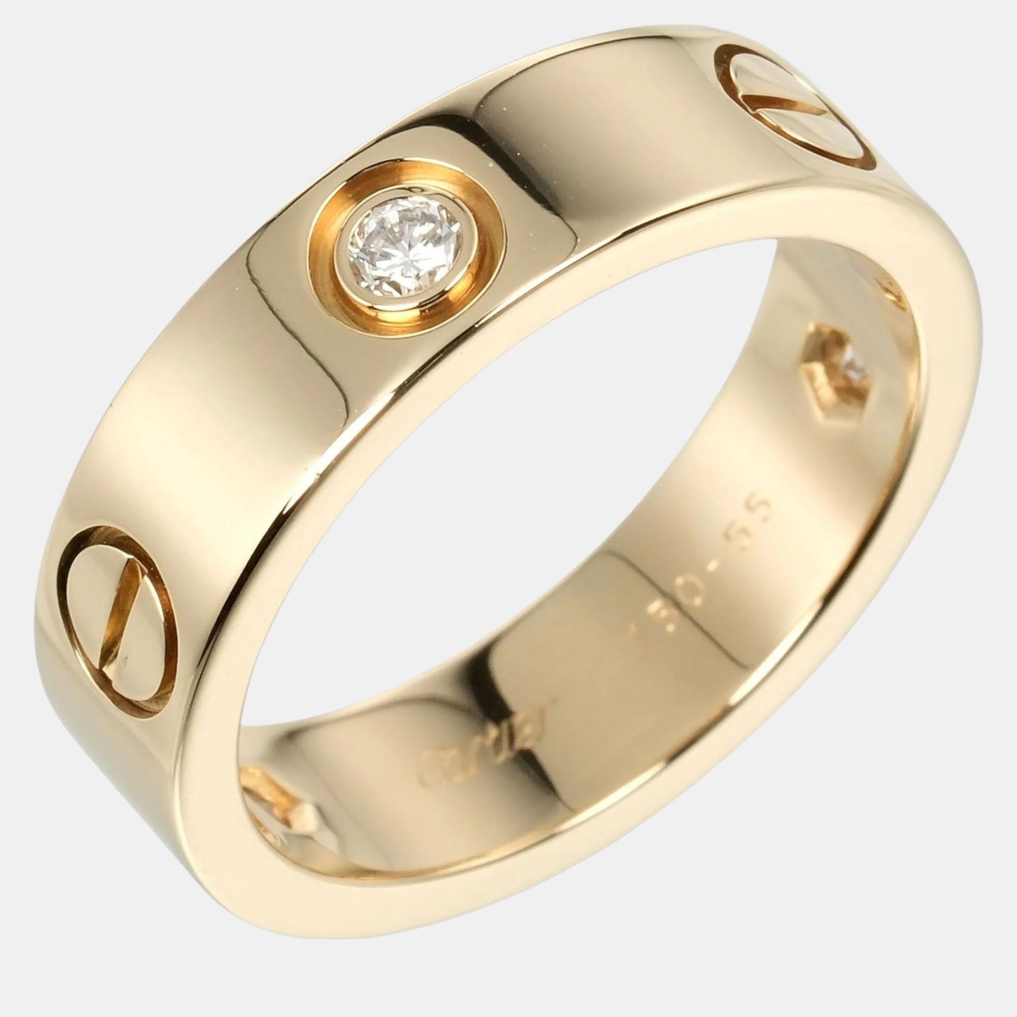

Cartier 18K Yellow Gold and Diamond Love Band Ring EU 55
