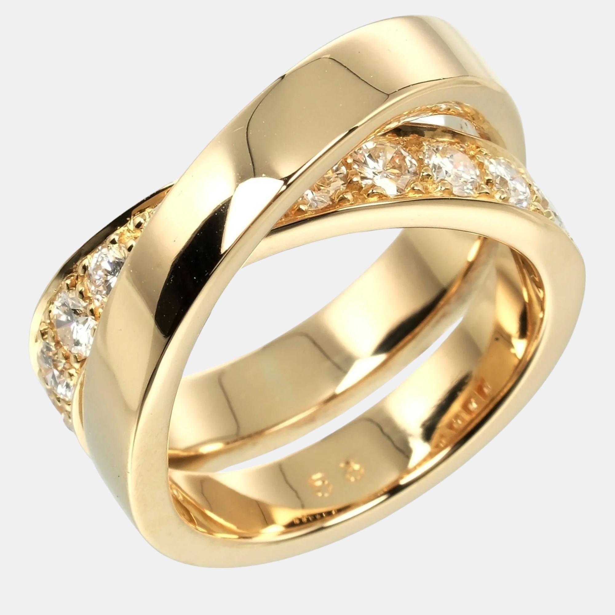 

Cartier 18K Yellow Gold and Diamond Paris Nouvelle Vague Band Ring EU 53