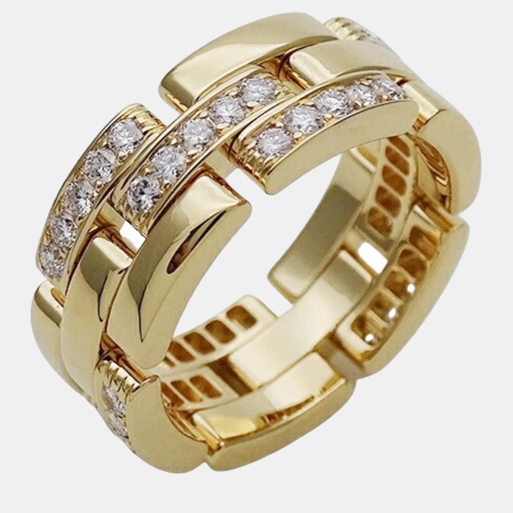 

Cartier 18K Yellow Gold and Diamond Maillon Panthere Band Ring EU 54