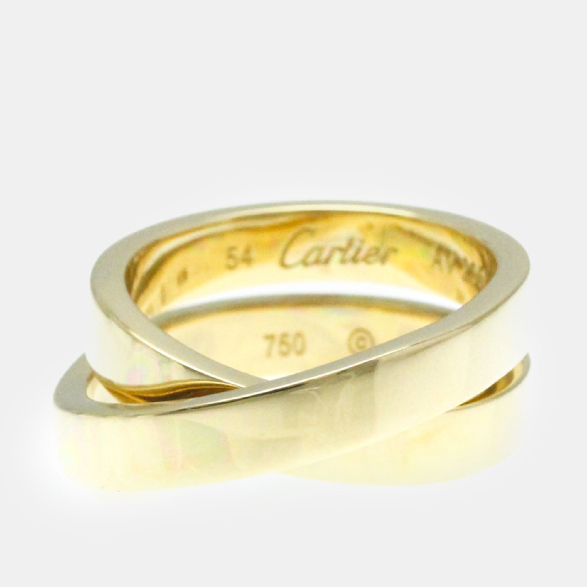 Pre-owned Cartier 18k Yellow Gold Paris Nouvelle Vague Band Ring 54
