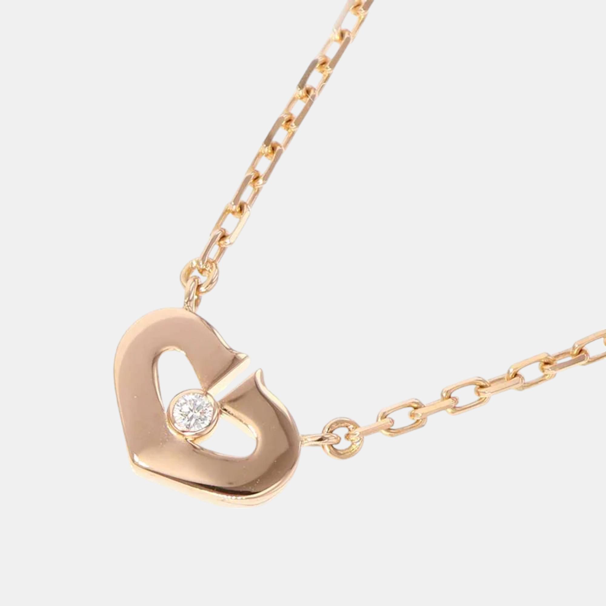 

Cartier 18K Rose Gold and Diamond Heart C Pendant Necklace