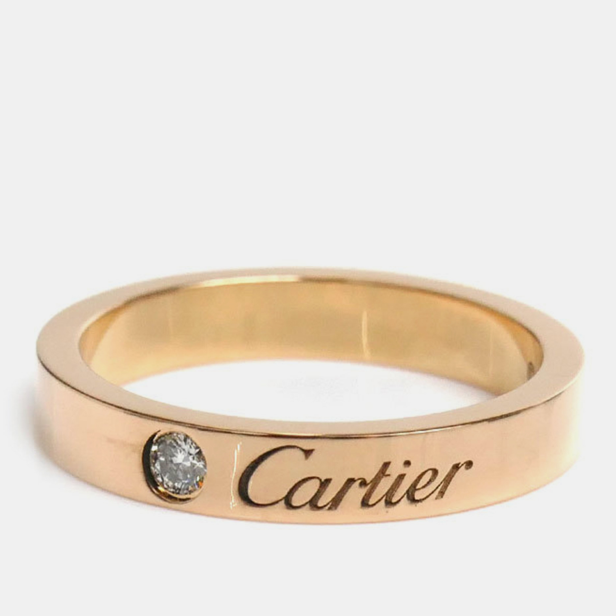 

Cartier 18K Rose Gold and Diamond C De Cartier Band Ring EU 48