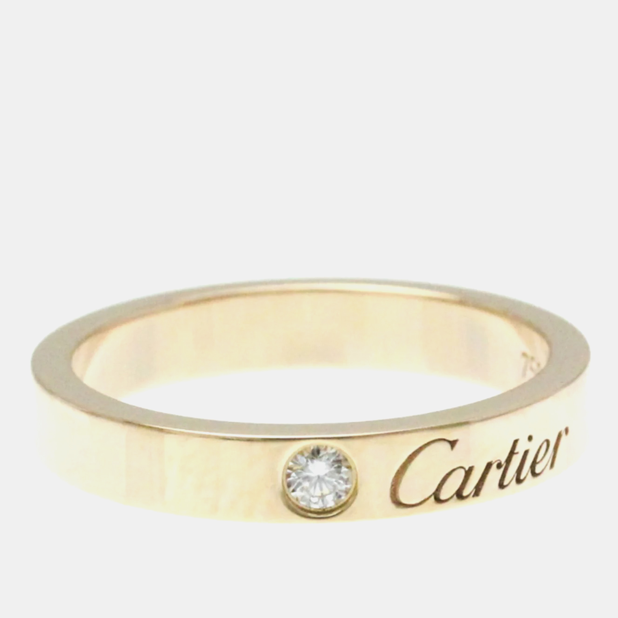 

Cartier 18K Rose Gold and Diamond C De Cartier Band Ring EU 49
