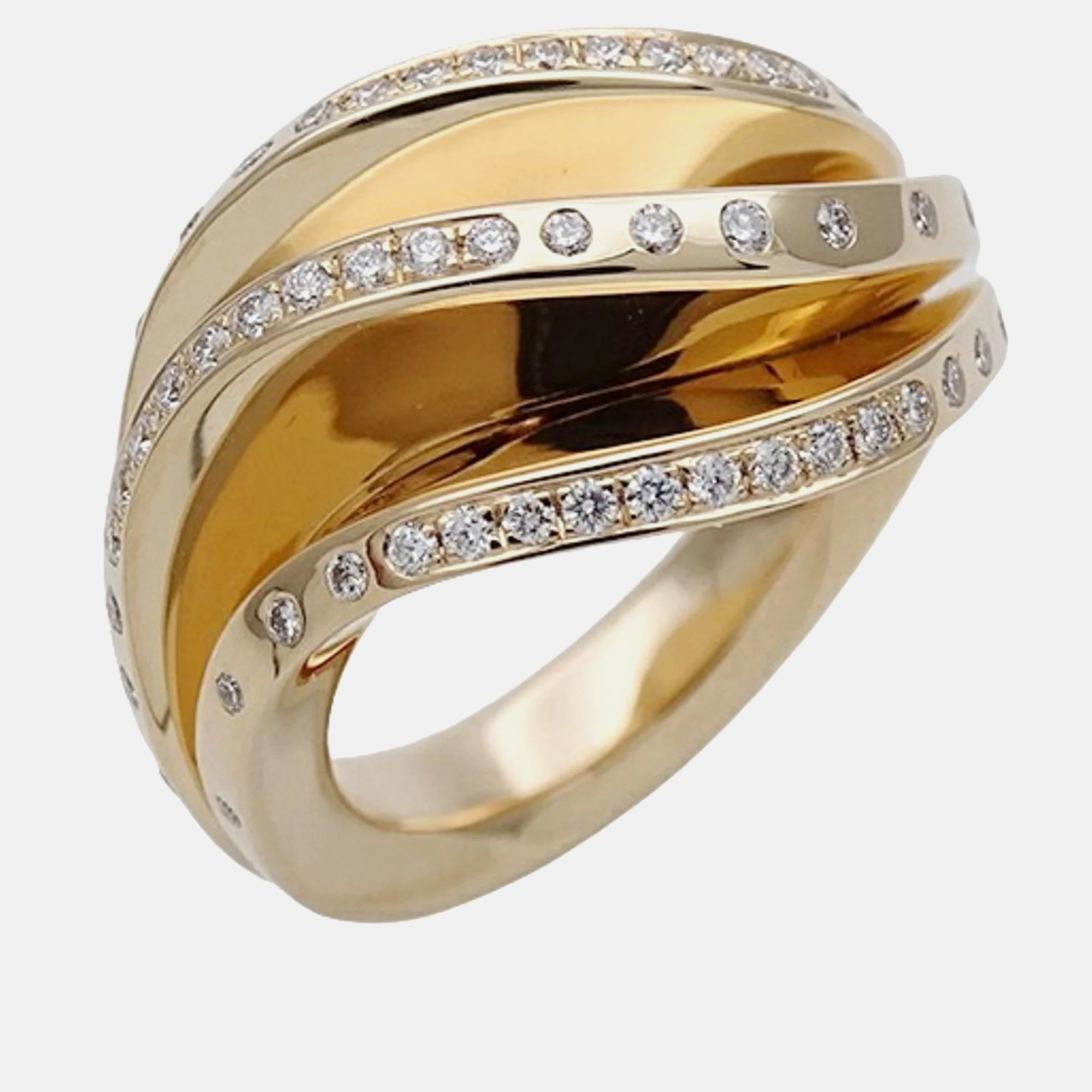 

Cartier 18K Yellow Gold and Diamond Paris Nouvelle Vague Band Ring EU 51