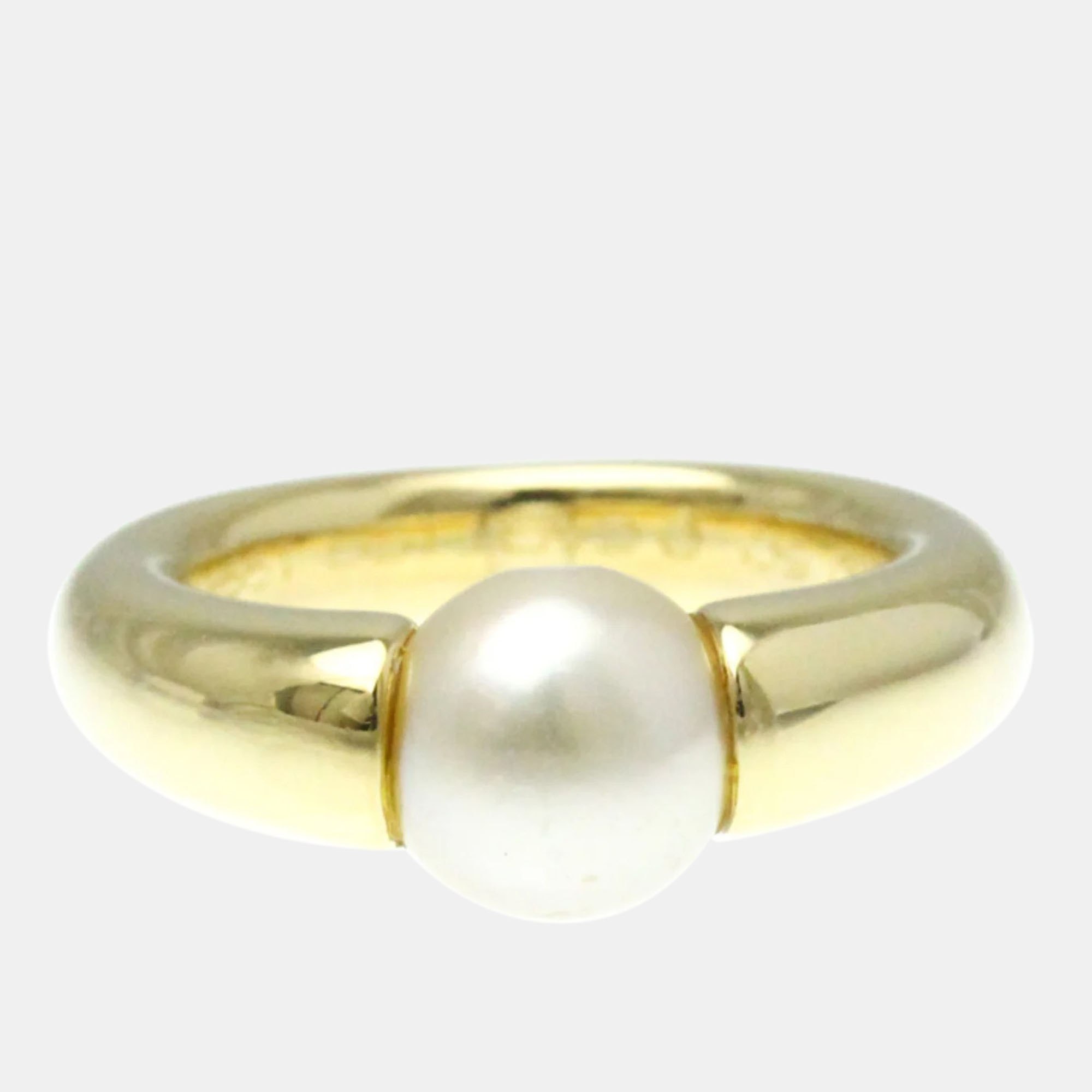 

Cartier 18K Yellow Gold and Pearl Band Ring EU 50