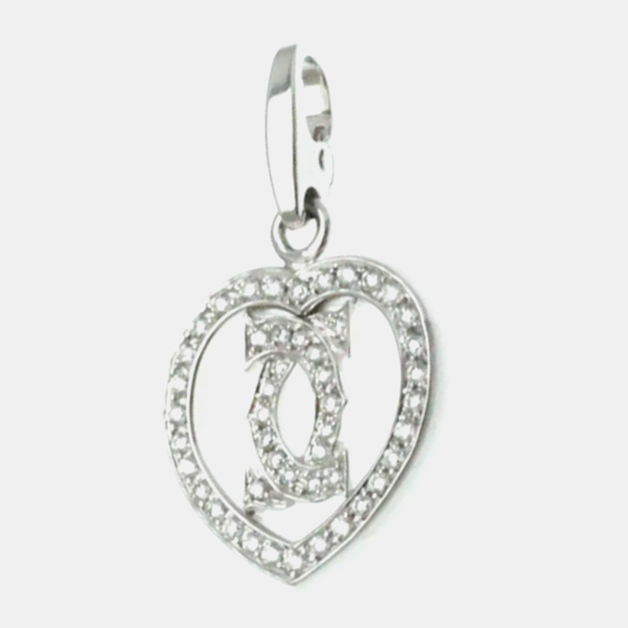 

Cartier 18K White Gold and Diamond Double C Heart Charm