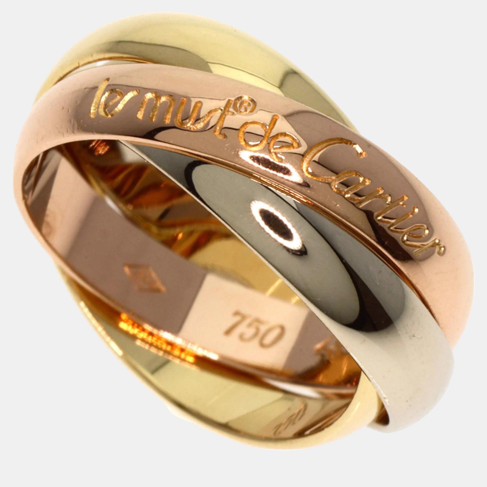 

Cartier 18K Yellow, Rose, White Gold Trinity Band Ring EU 48