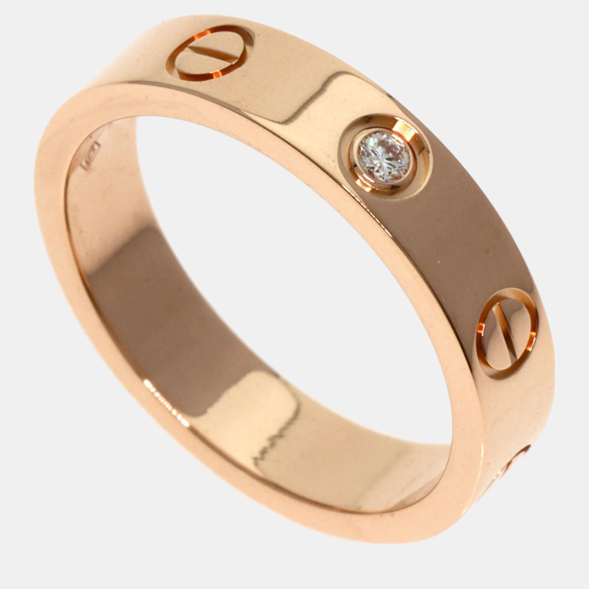 

Cartier 18K Rose Gold and Diamond Love Band Ring EU 49