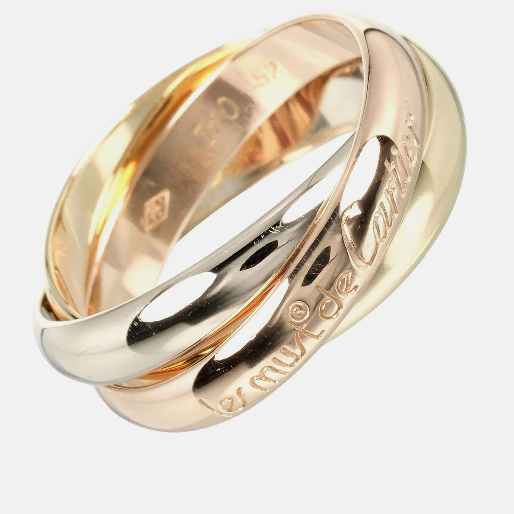 

Cartier 18K Yellow, Rose, White Gold Trinity Ring EU 66