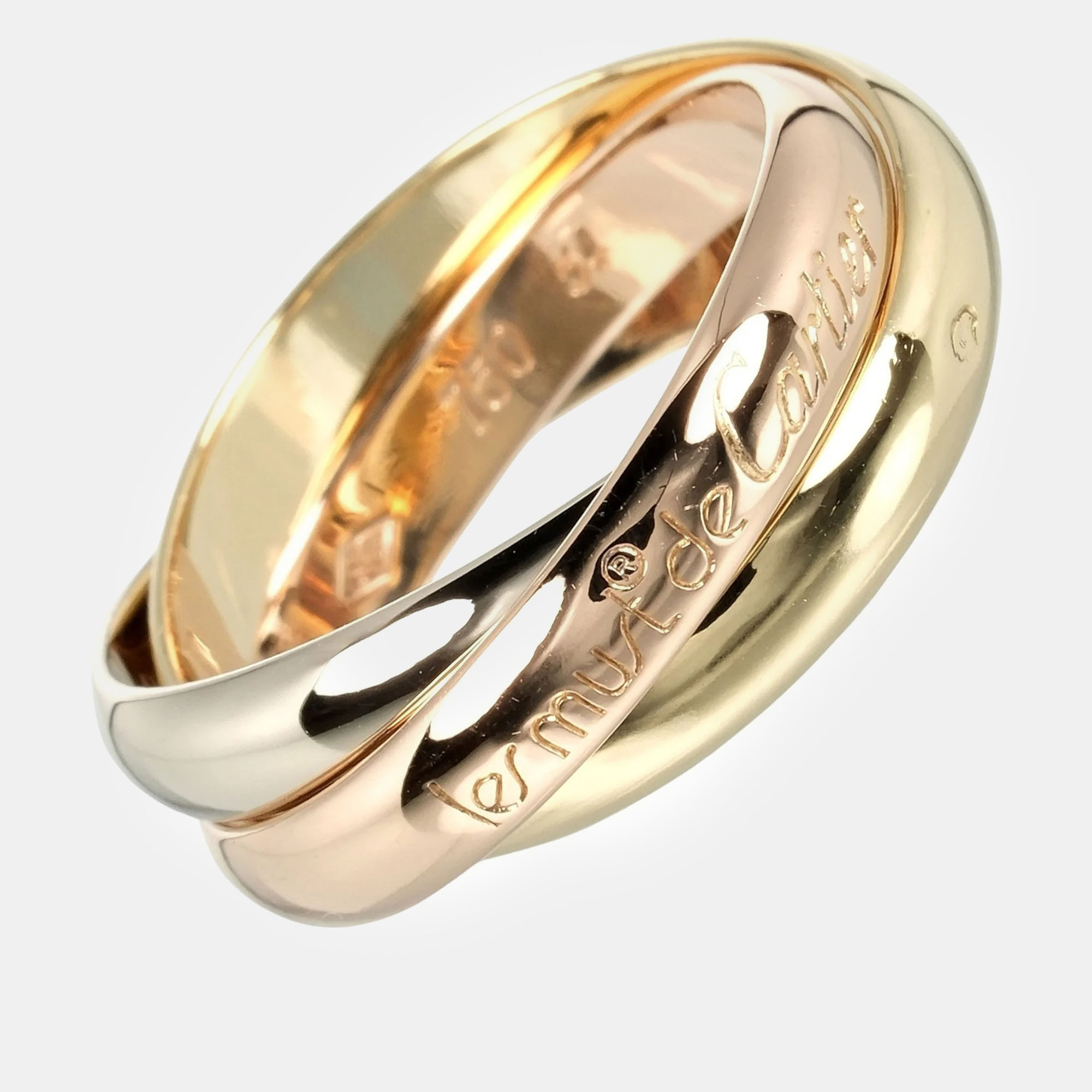 

Cartier 18K Trinity Yellow, Rose, White Gold Ring EU 53