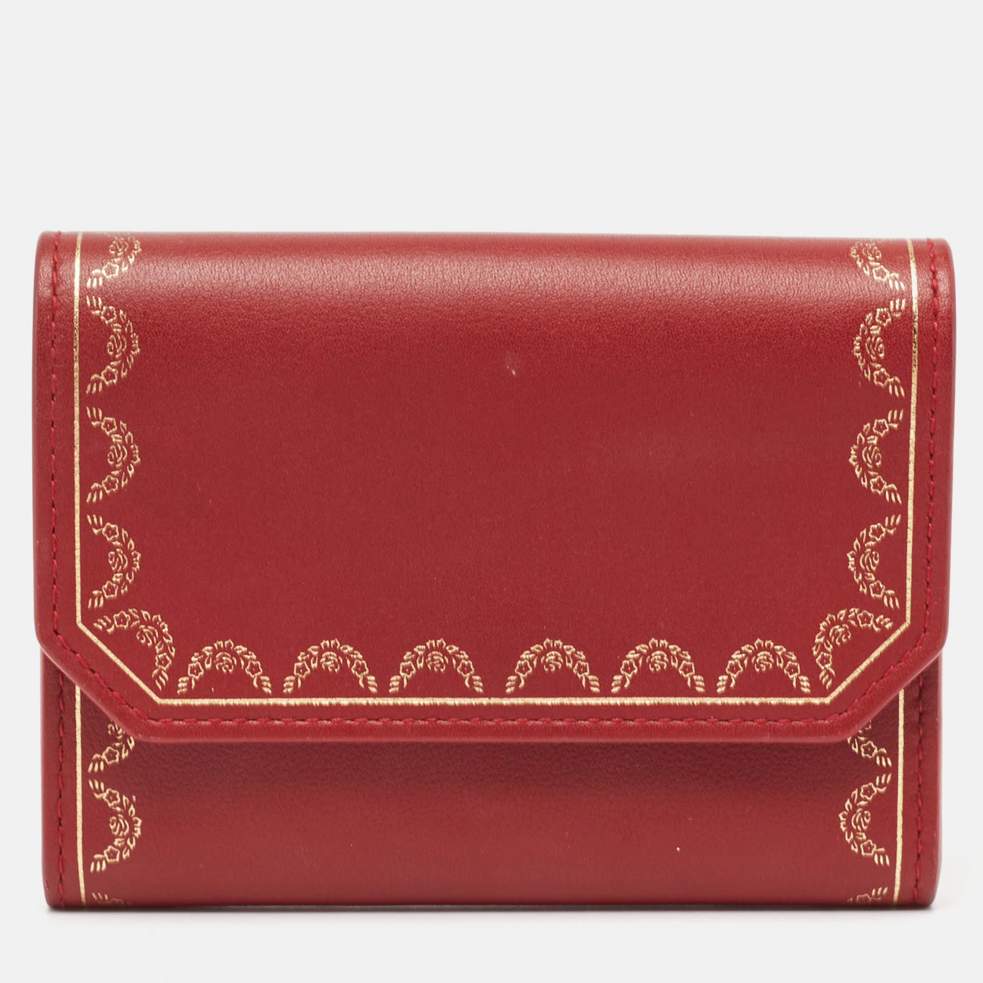 

Cartier Red Leather Guirlande de Cartier Compact Wallet
