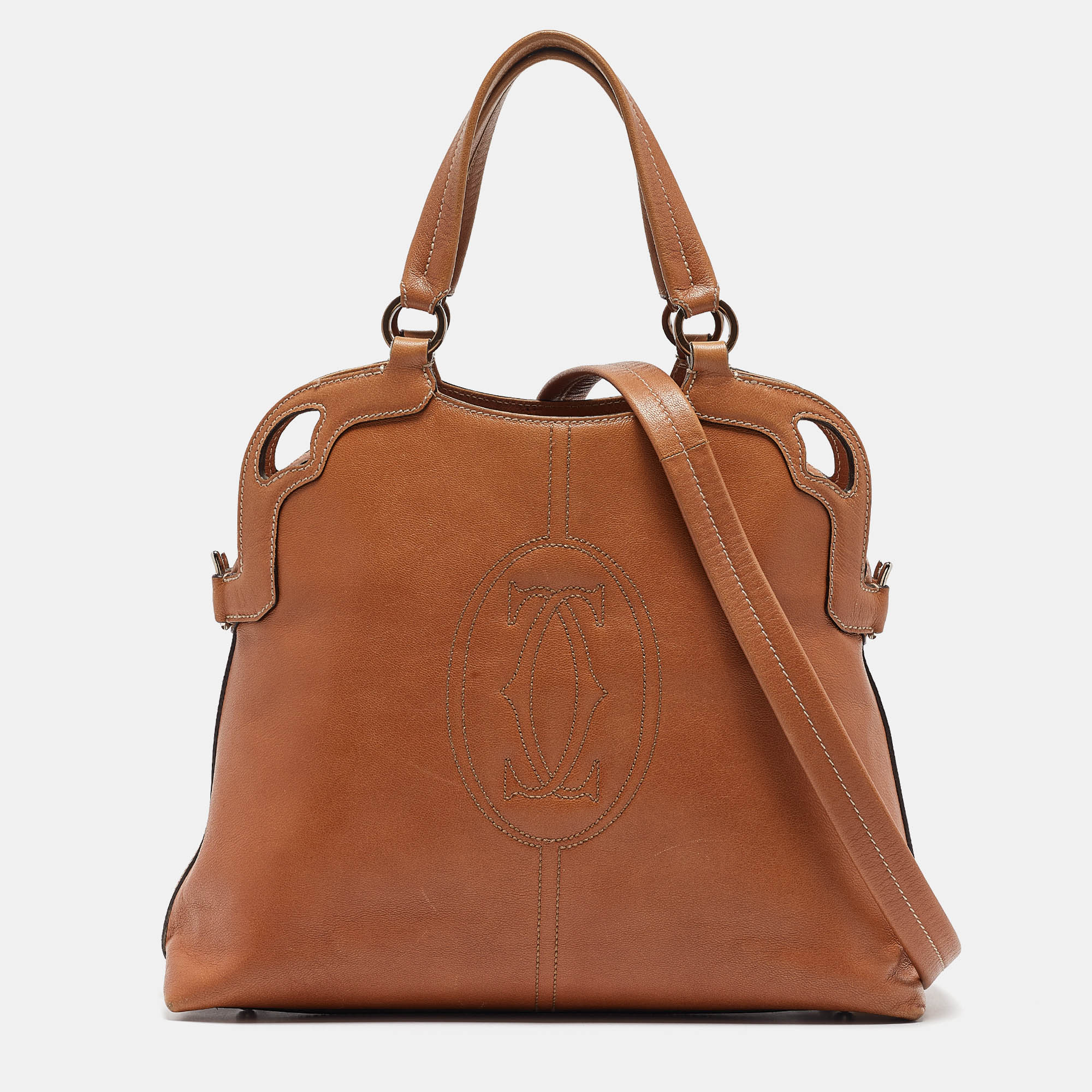 Pre-owned Cartier Satchel In Tan