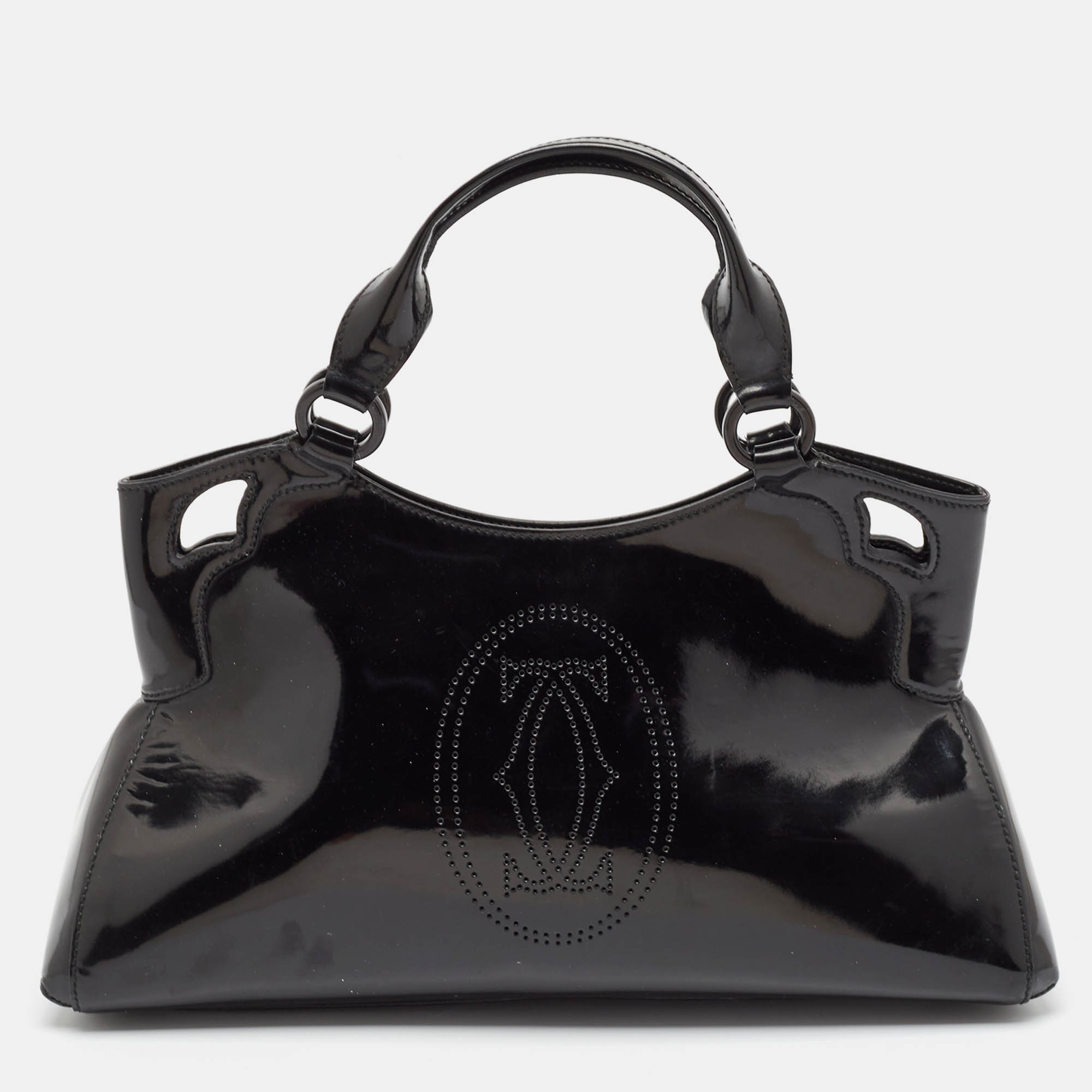 

Cartier Black Patent Leather Small Marcello De Cartier Tote