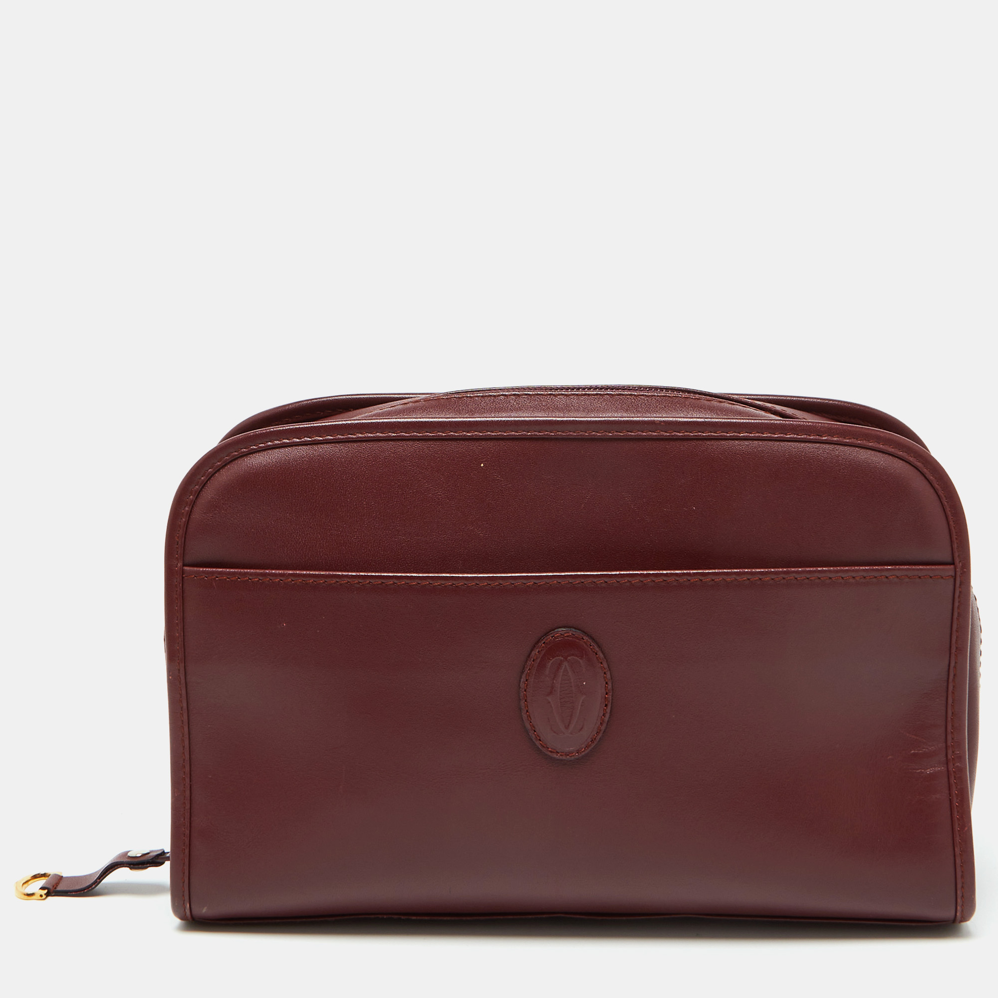 

Cartier Burgundy Leather Must de Cartier Zip Pouch Clutch