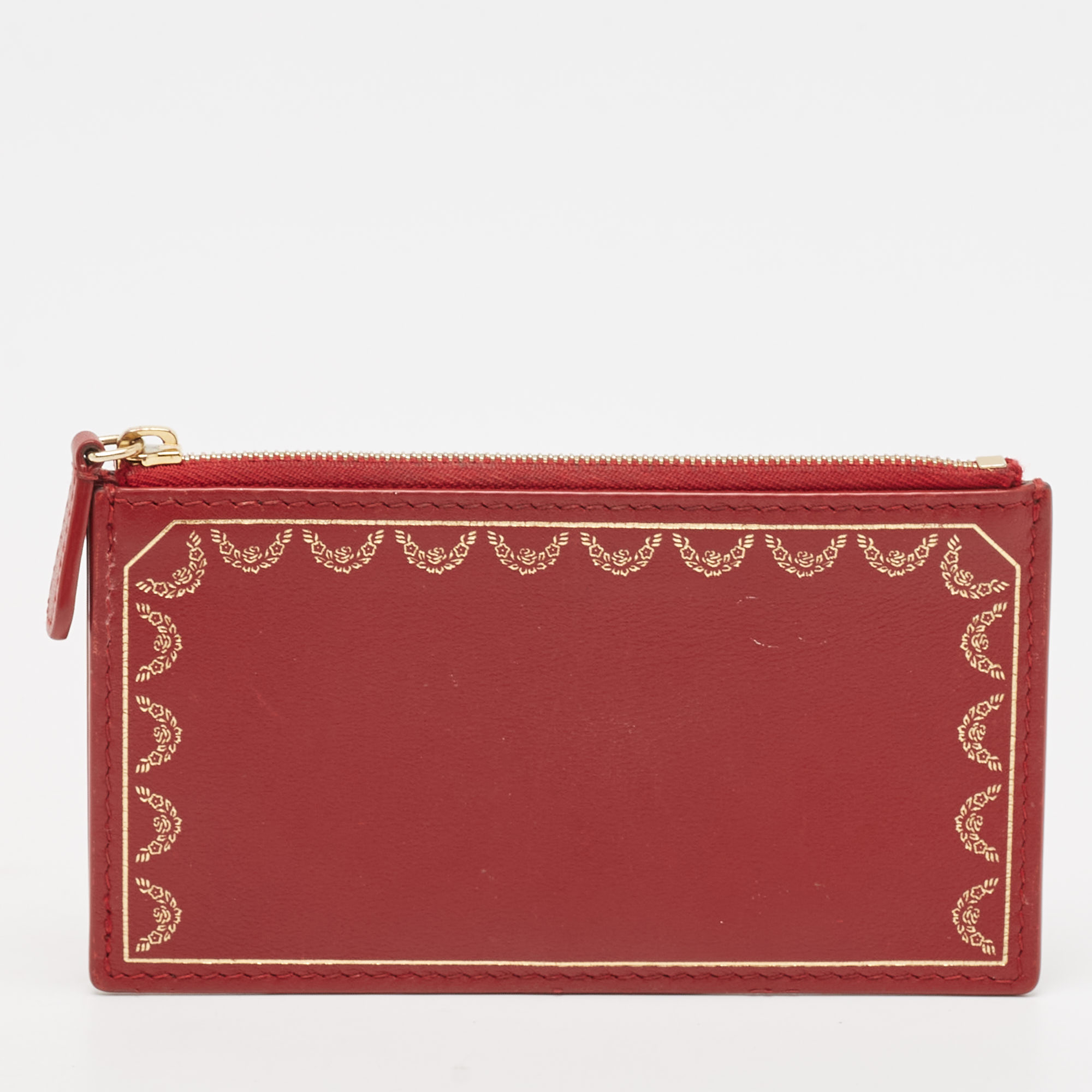 

Cartier Red Leather Guirlande de Cartier Zipped Card Holder