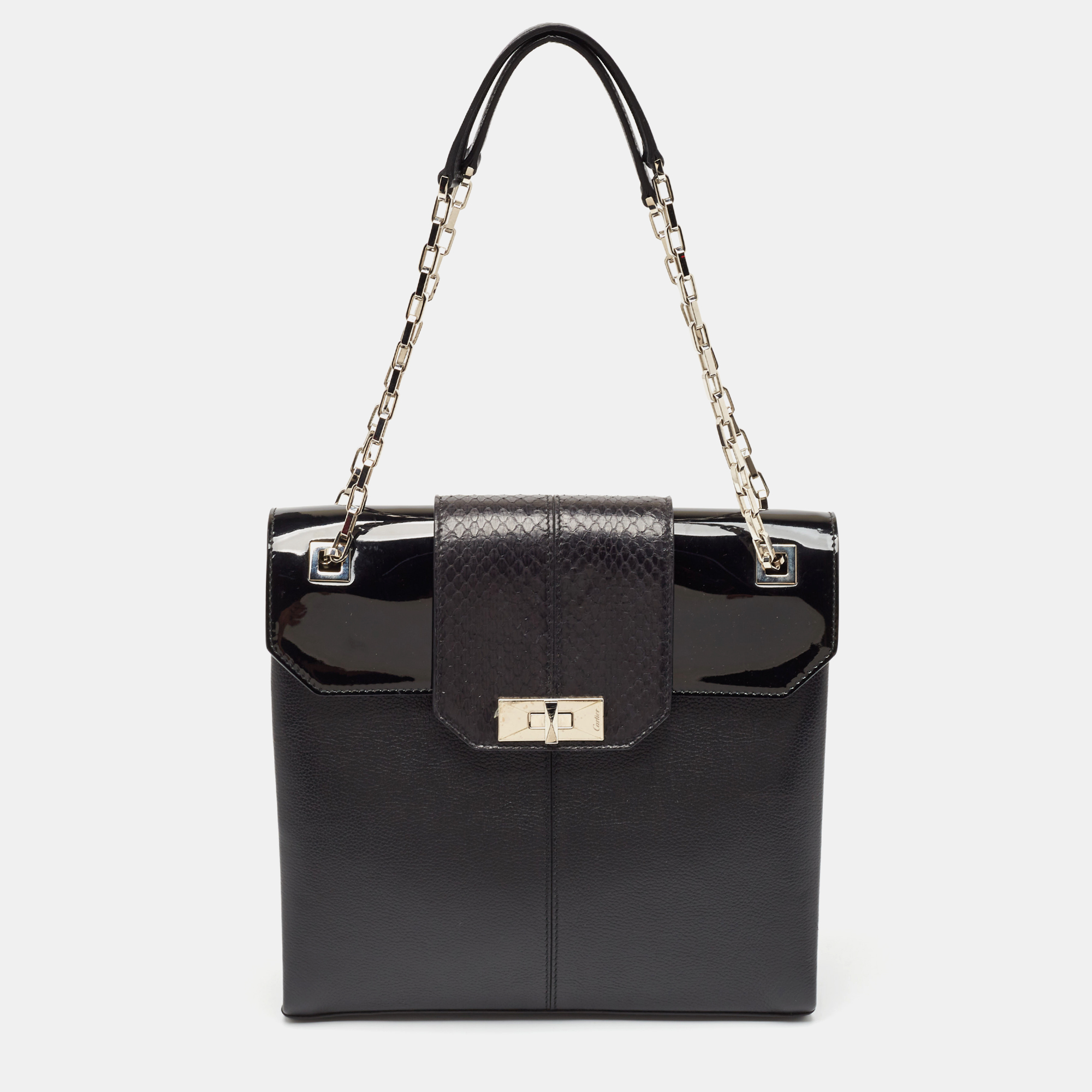 

Cartier Black Python, Patent and Leather Feminine Line Tote