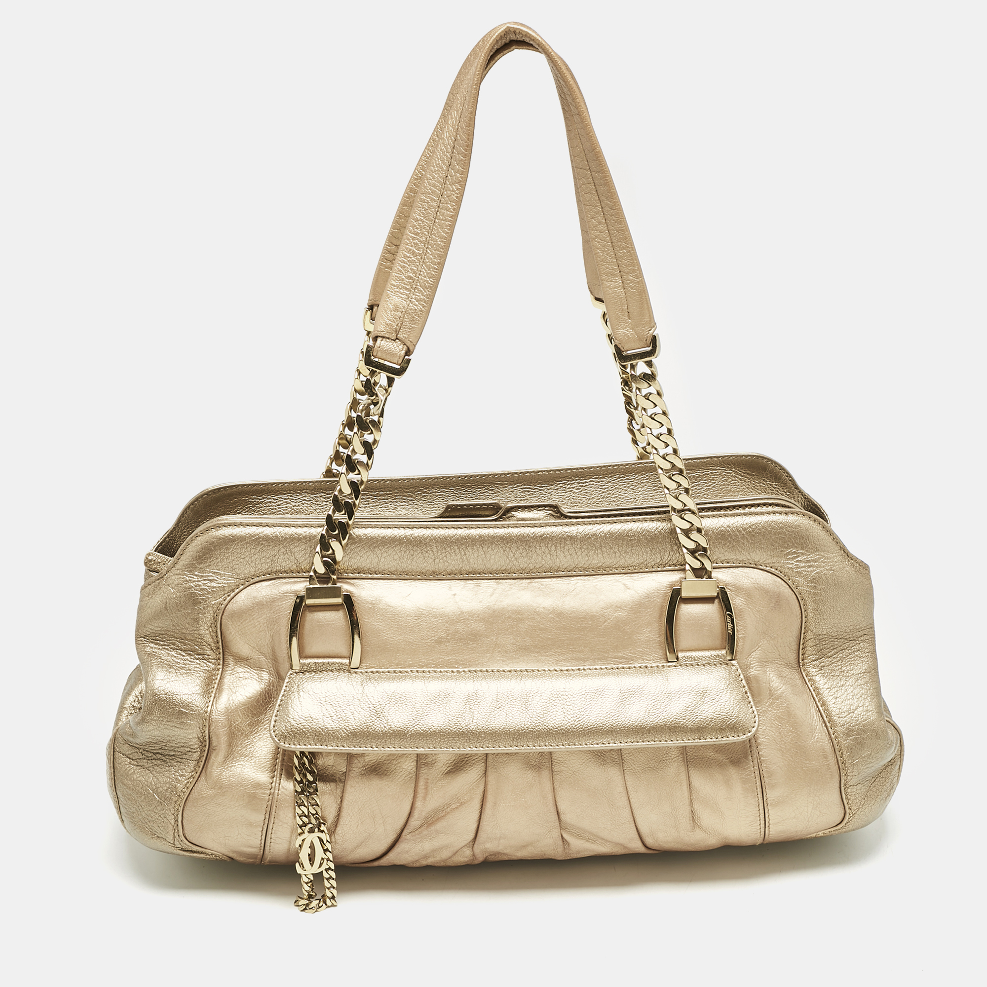 

Cartier Metallic Two Tone Leather La Dona Shoulder Bag
