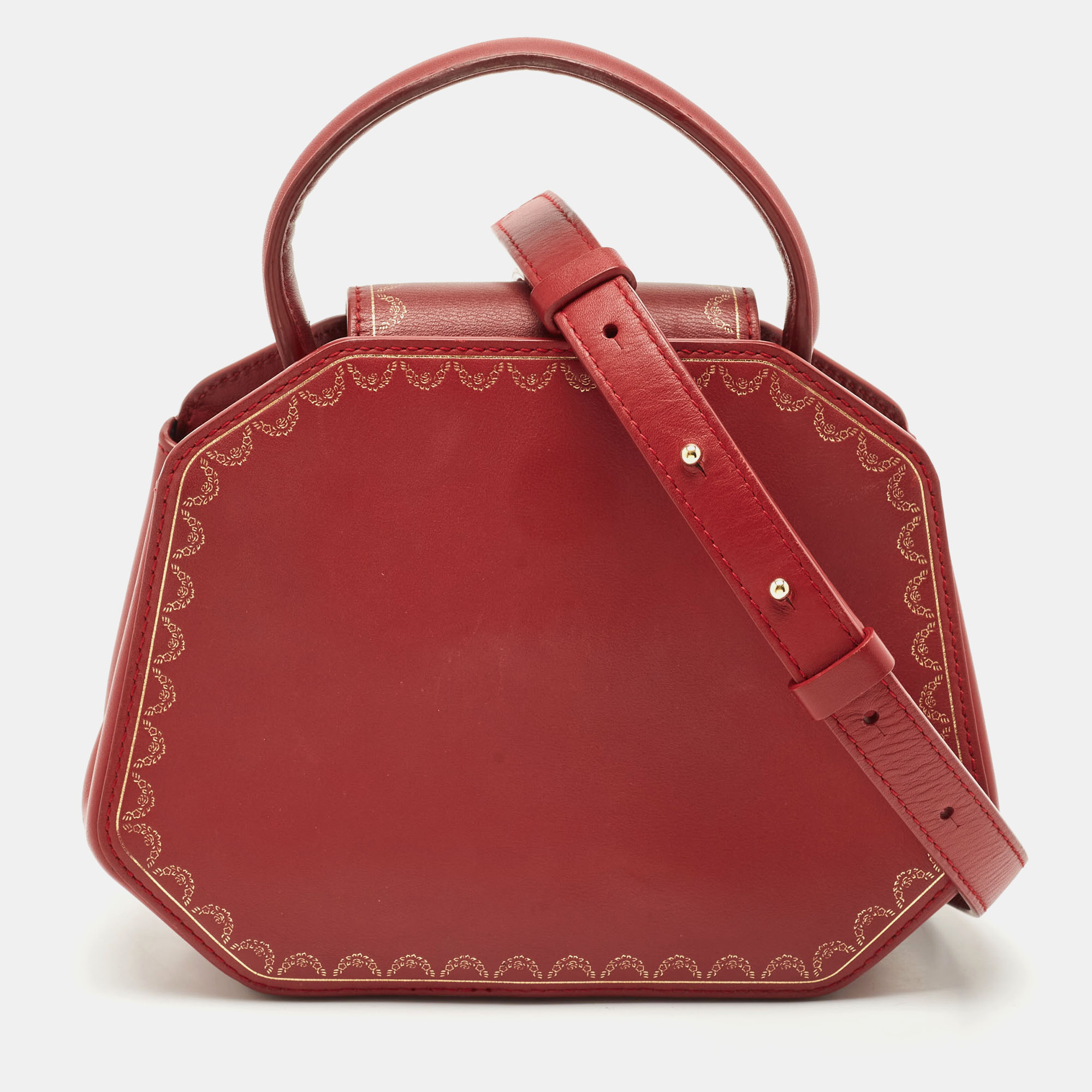 

Cartier Red Leather Mini Guirlande De Cartier Top Handle Bag