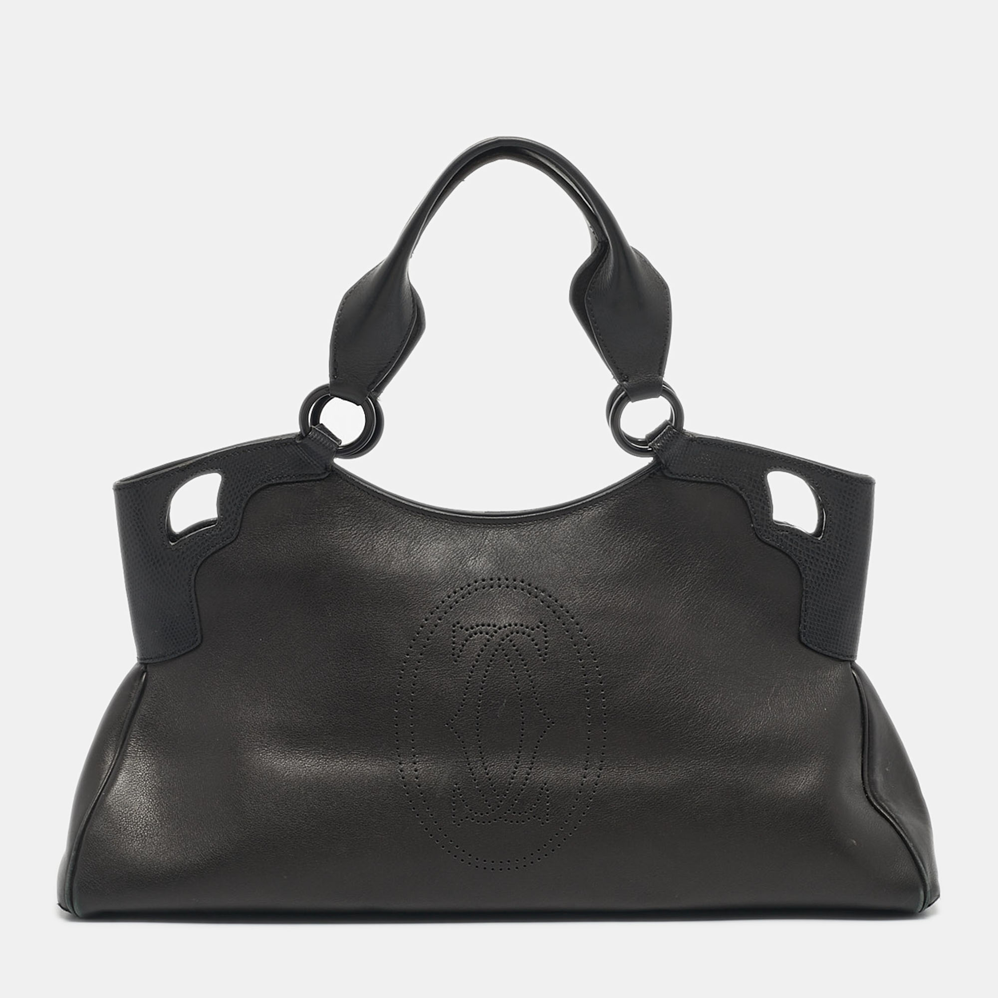 

Cartier Black Karung and Leather Medium Marcello de Cartier Bag