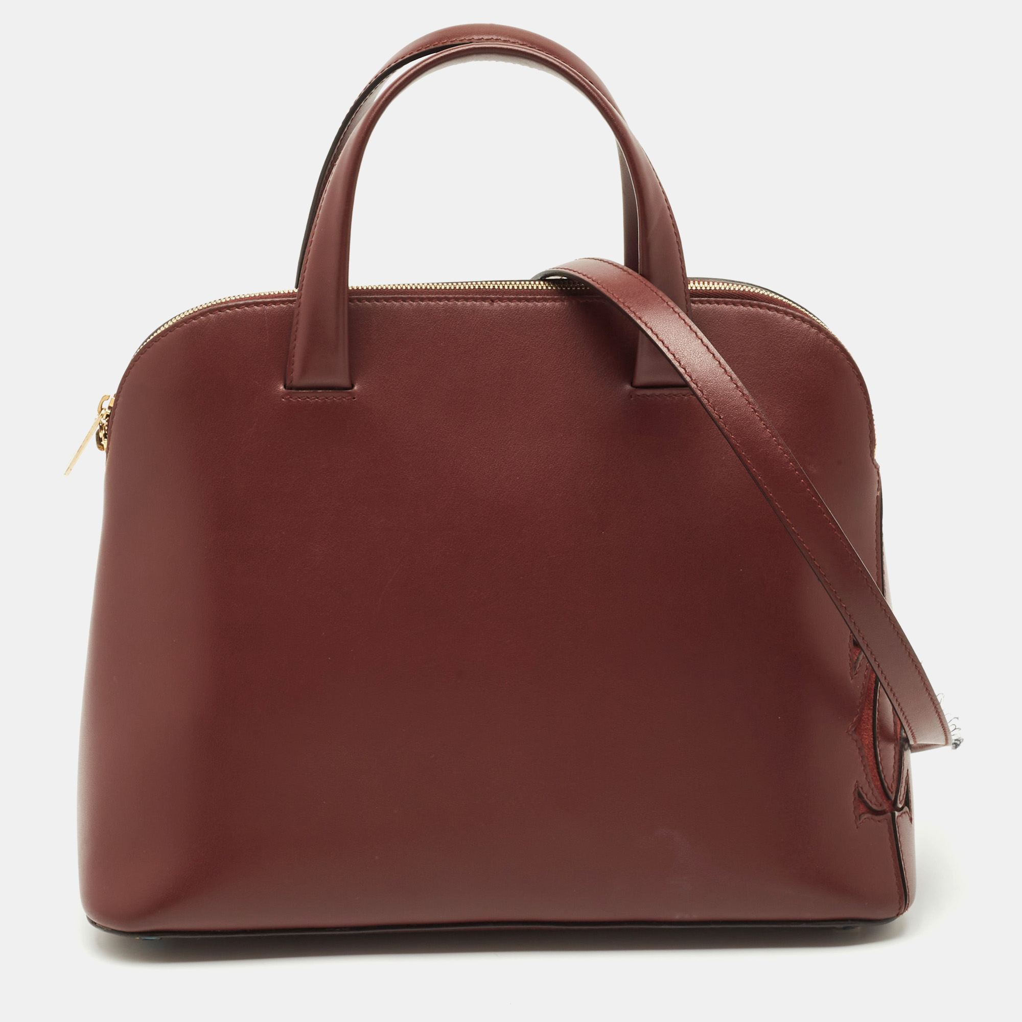 Pre-owned Cartier Burgundy Leather And Suede Must C Satchel