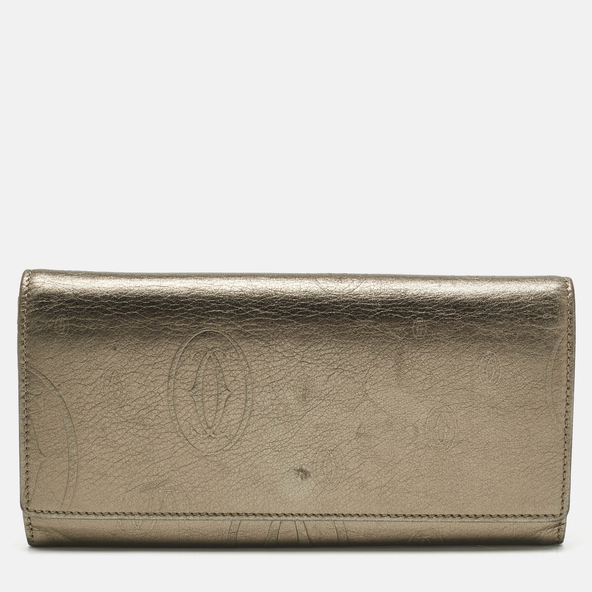 

Cartier Gold Leather Happy Birthday Flap Continental Wallet