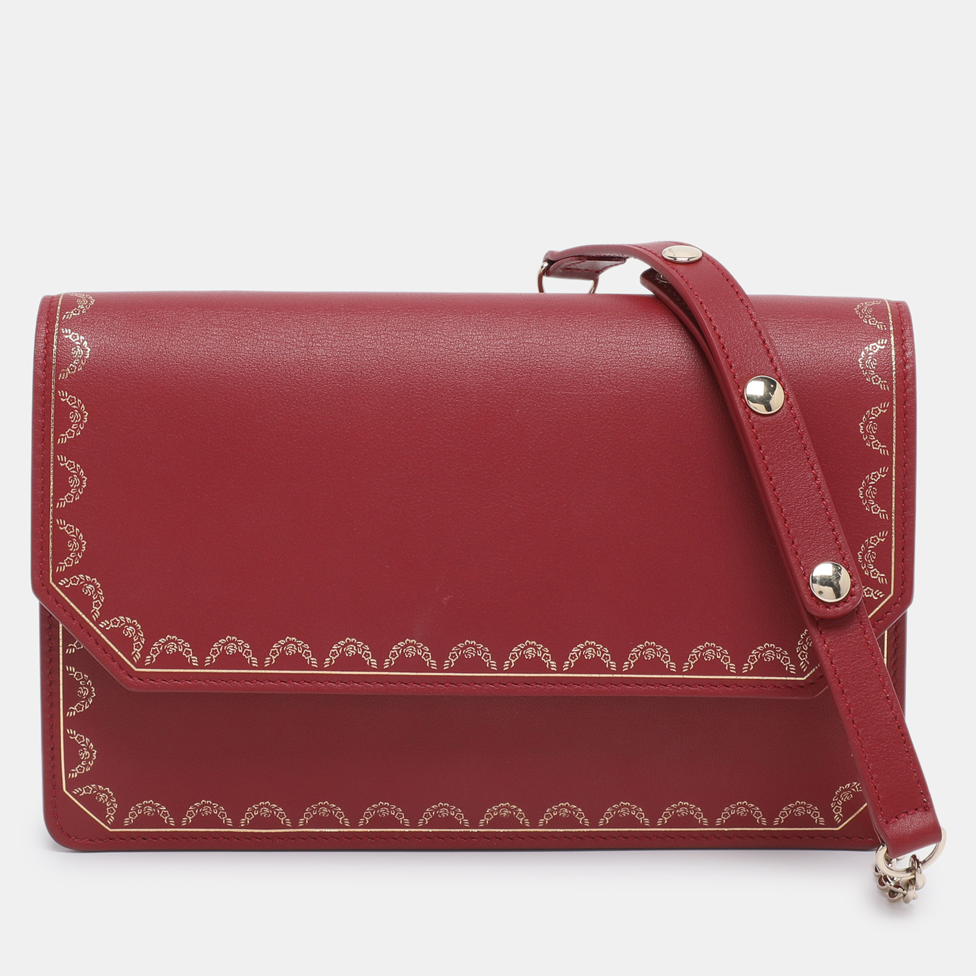 Pre-owned Cartier Wallet On Chain In Red
