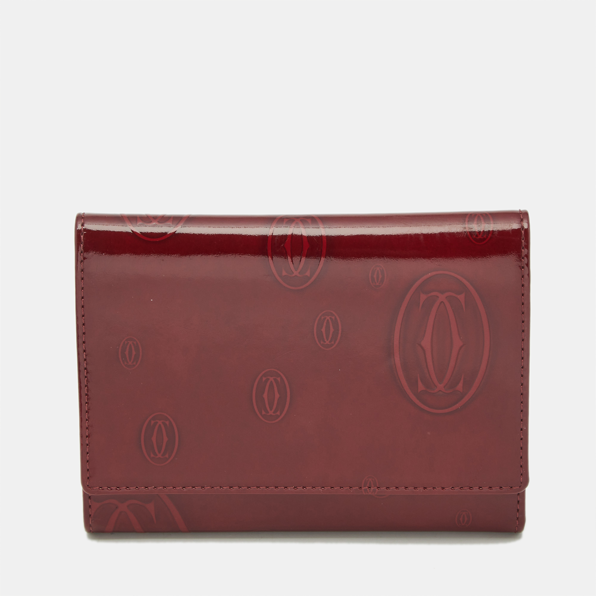 

Cartier Happy Birthday Burgundy Patent Leather Trifold Wallet