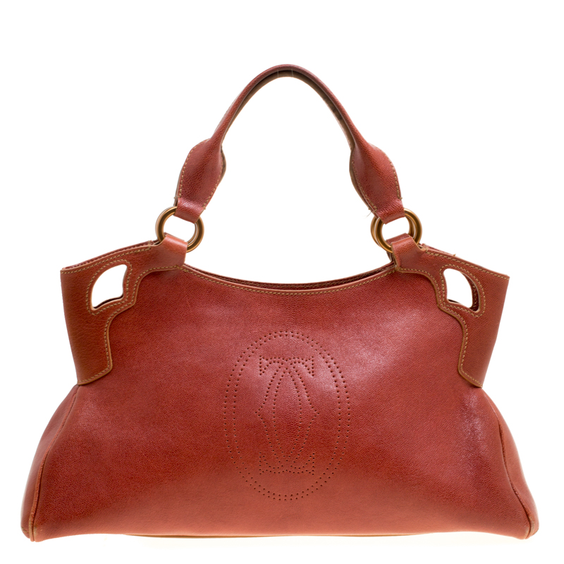 Pre Owned حقيبة يد كارتييه مارسلو دو كارتييه جلد حمراء